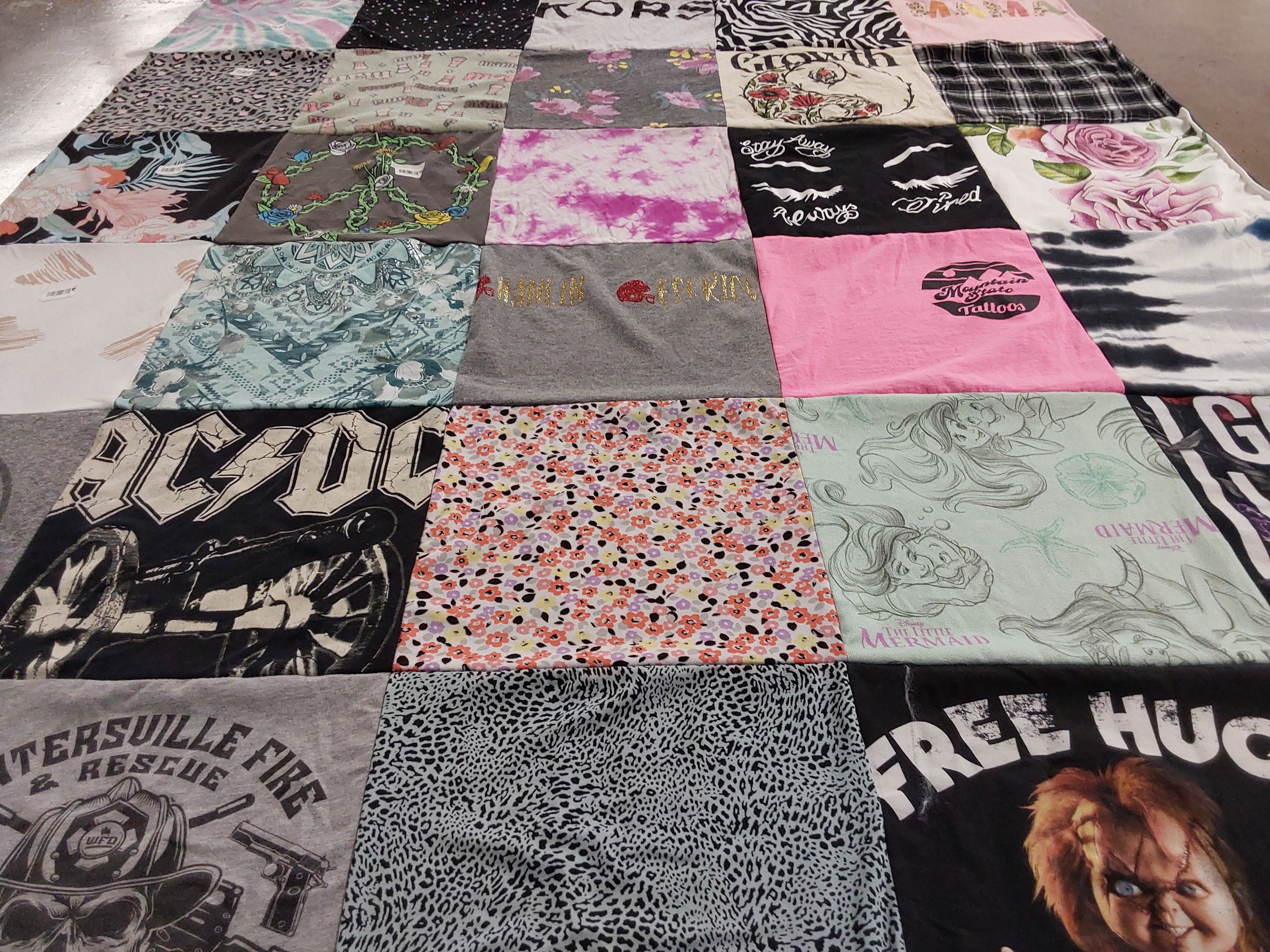 T-shirt quilt with music, tattoos themes by Jennifer from OH