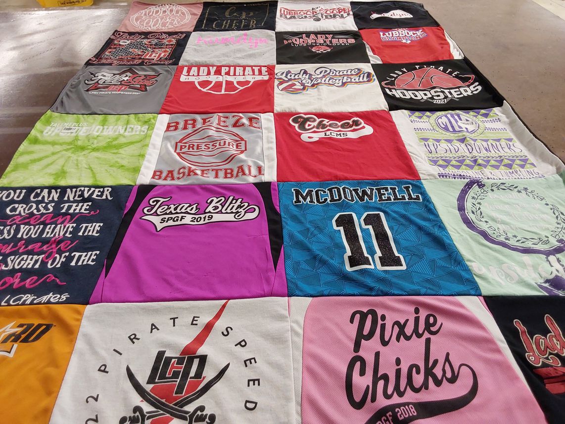T-shirt quilt featuring lady pirates, texas blitz by Brooke from TX