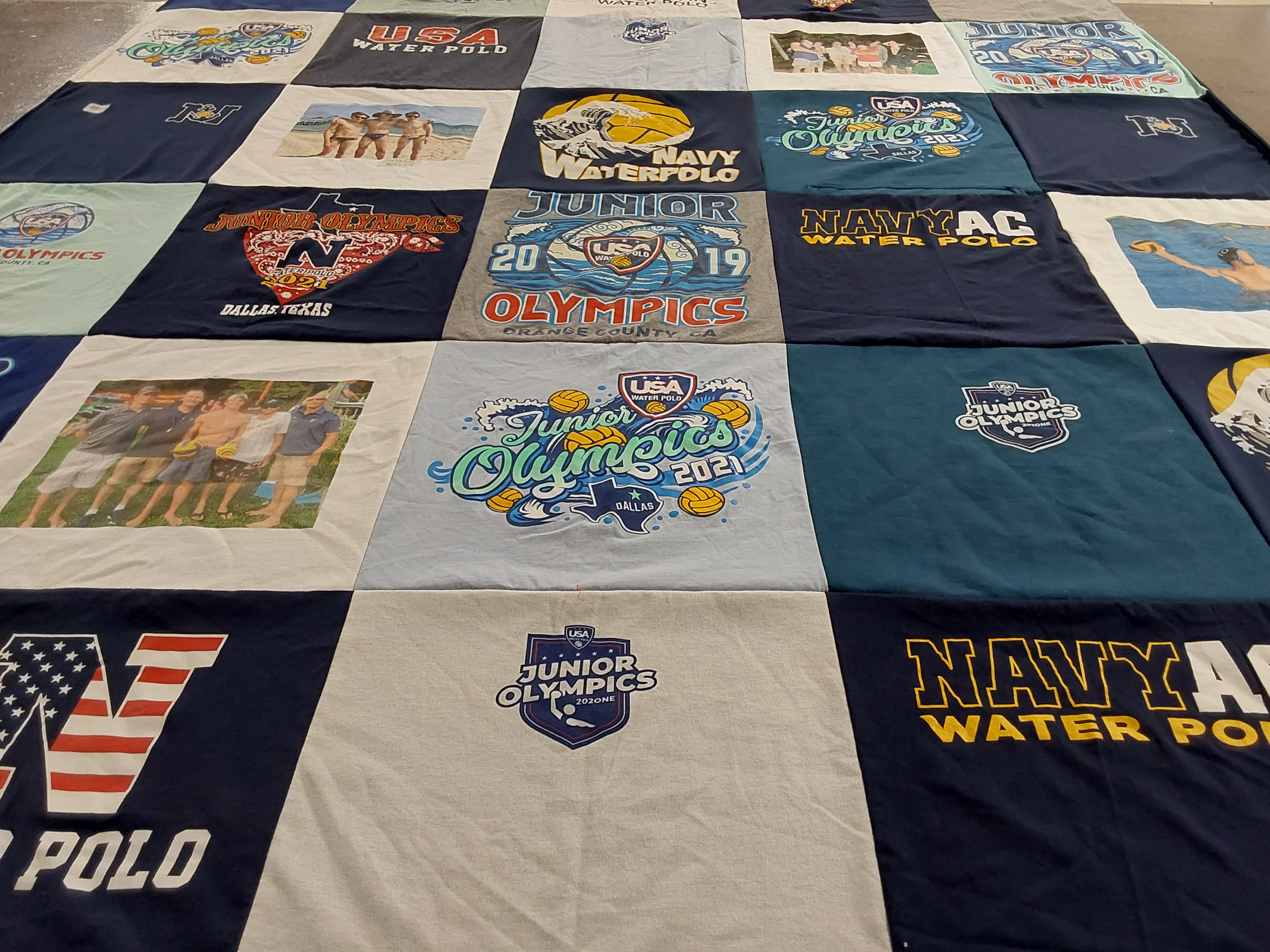 T-shirt quilt with water polo, junior olympics themes by Kimberly from MD
