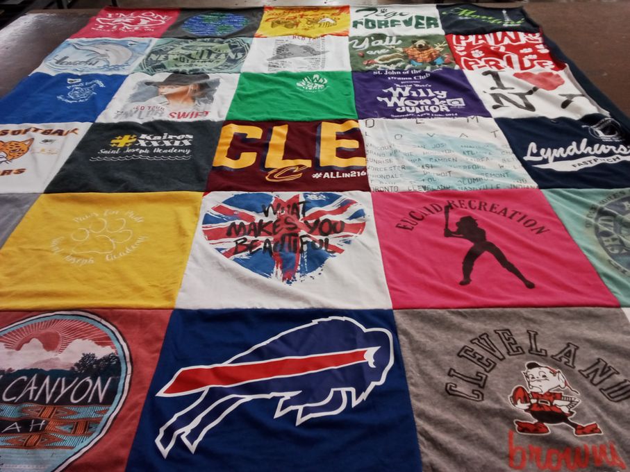 T-shirt quilt featuring cleveland browns, buffalo bills by Christine from OH