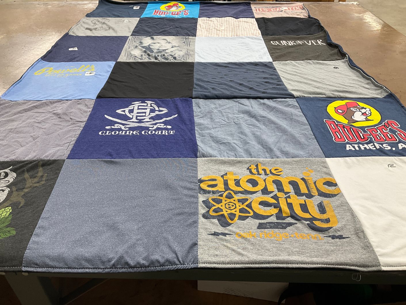 T-shirt quilt with travel, food themes by Jameson from AE
