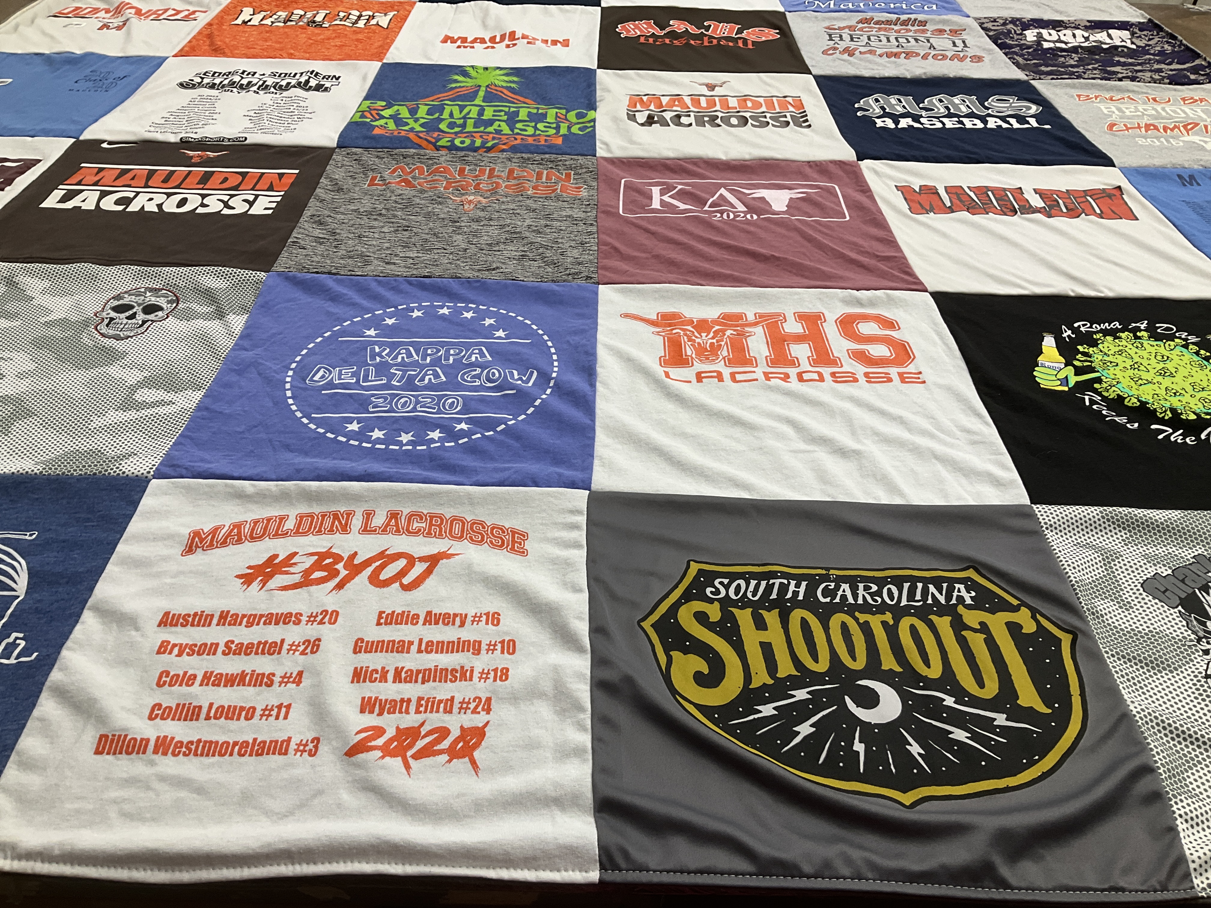T-shirt quilt featuring mauldin lacrosse, mauldin baseball by Nicole from SC
