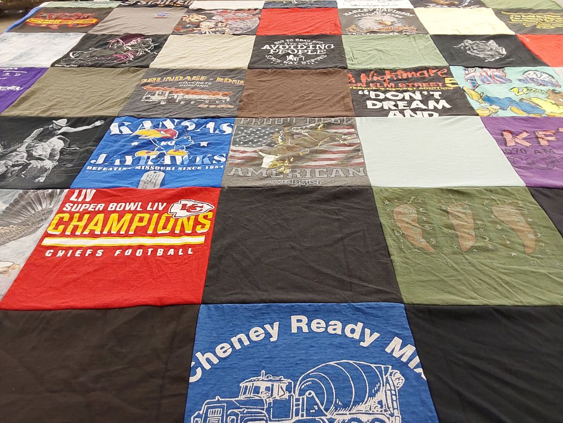 T-shirt quilt featuring kansas university jayhawks by Terti from KS