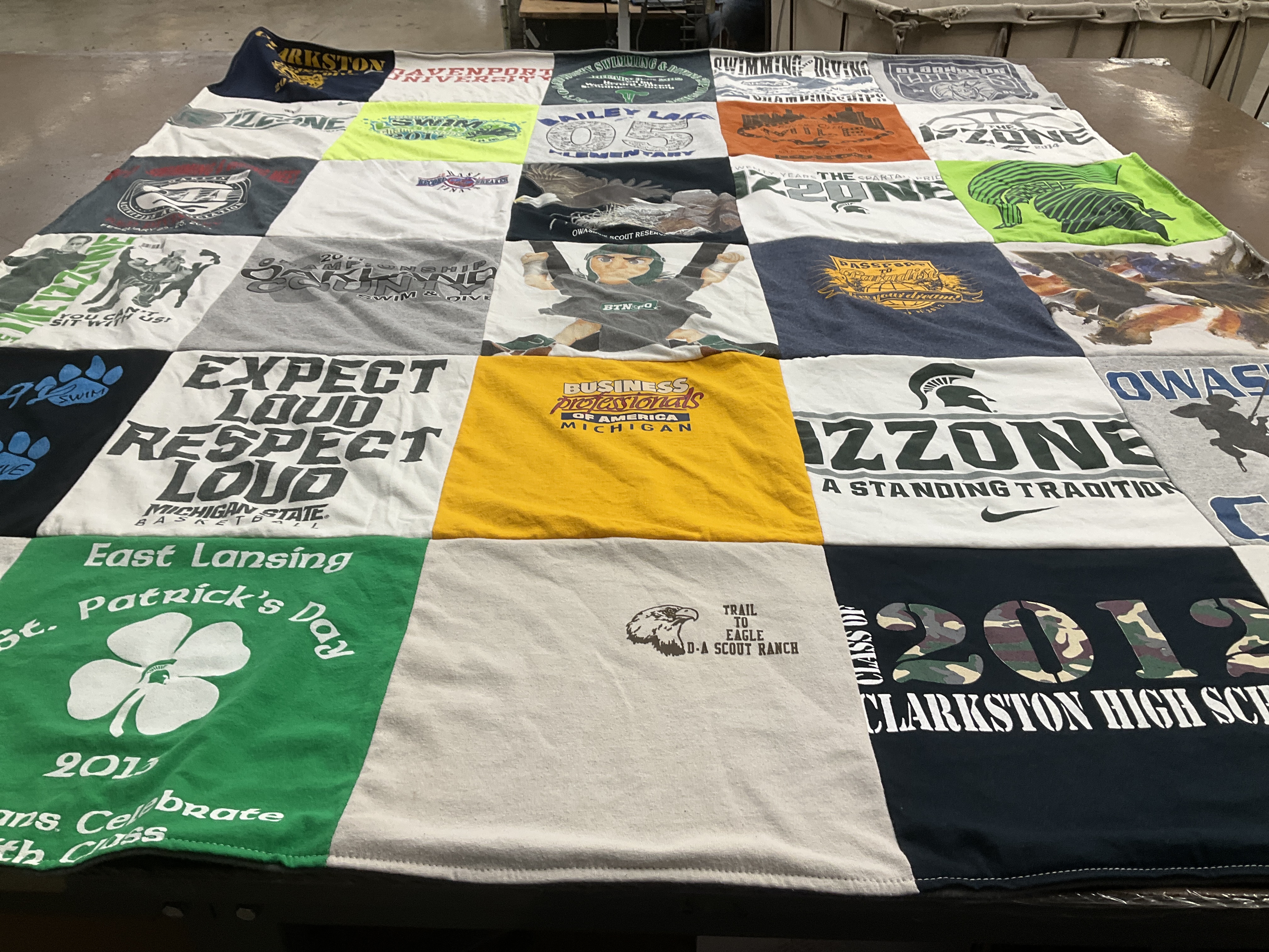 T-shirt quilt featuring michigan state spartans by Tamara from MI