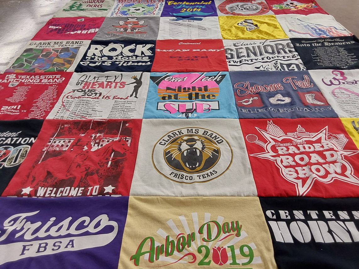T-shirt quilt featuring raider road show, clark ms band by Janet from TX