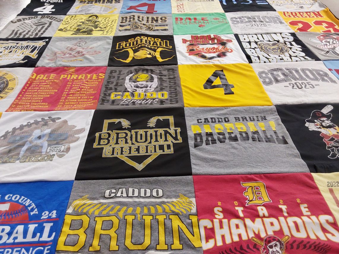 T-shirt quilt featuring caddo bruin baseball, dale pirates by Catlin from OK