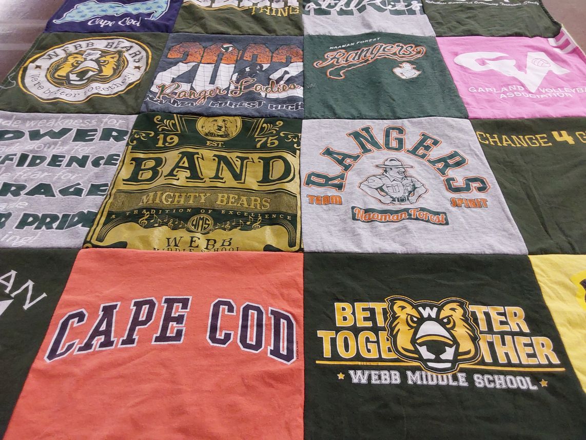 T-shirt quilt featuring naaman forest rangers by Kellie from TX