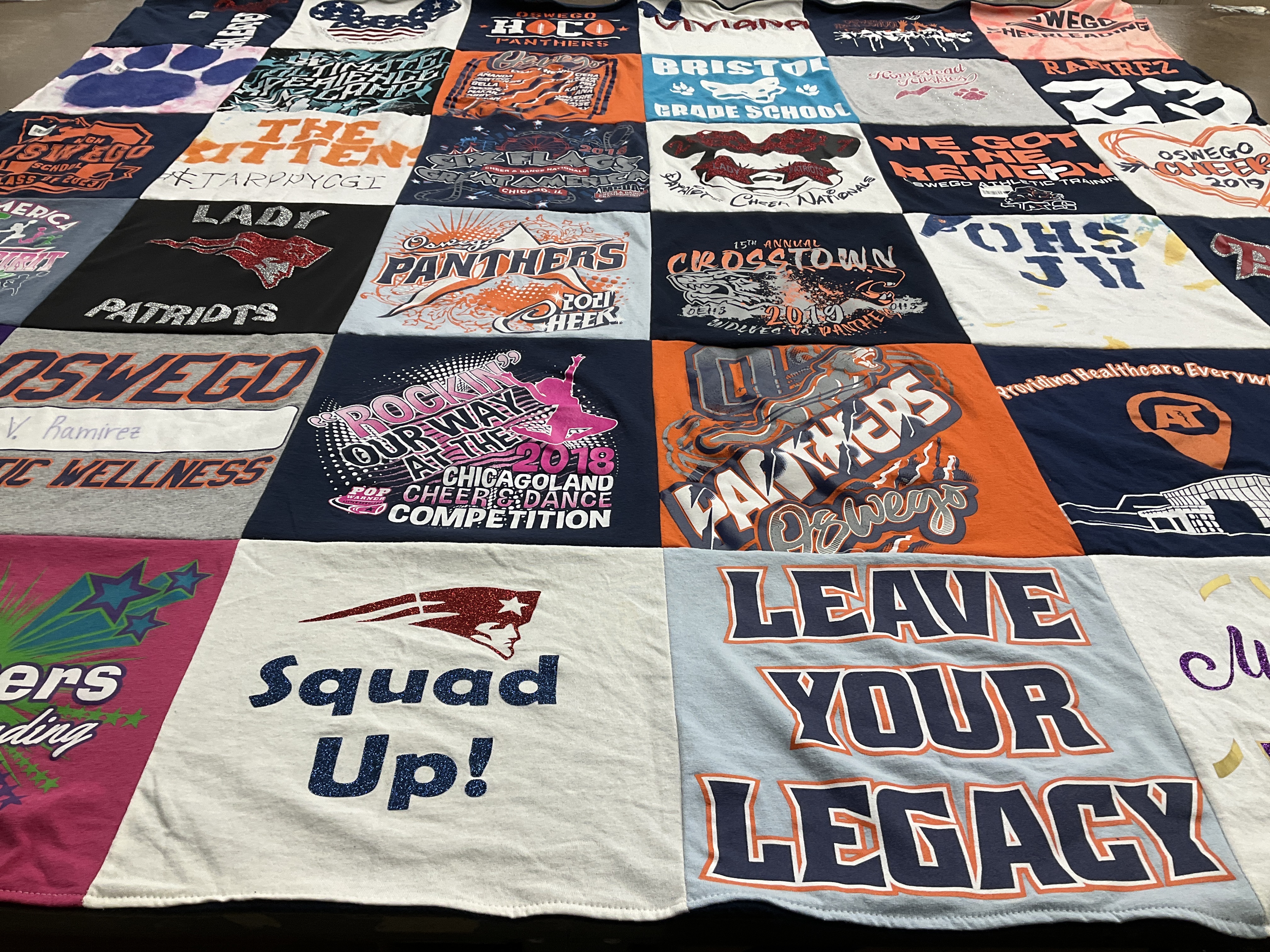 T-shirt quilt featuring oswego high school, new england patriots by Veronica from IL