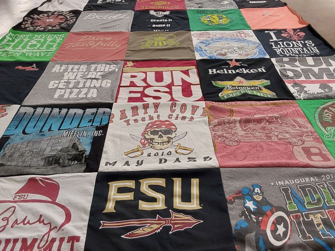 T-shirt quilt from florida state university by Leanne from FL