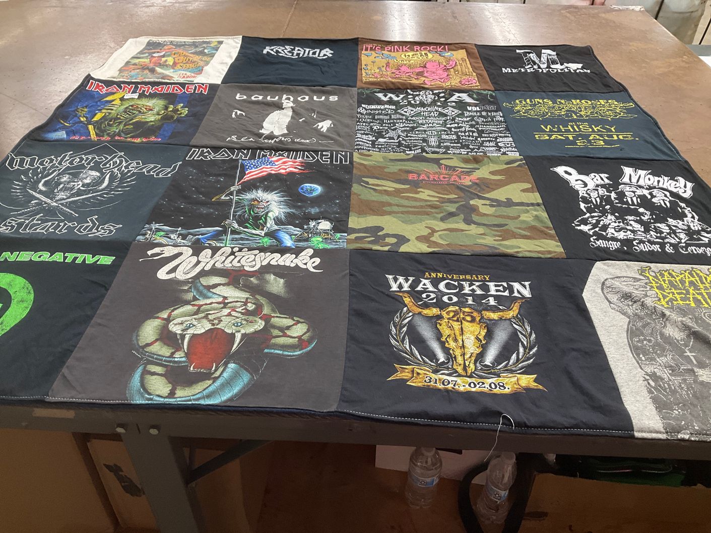 T-shirt quilt with music, metal themes by Chris from NY
