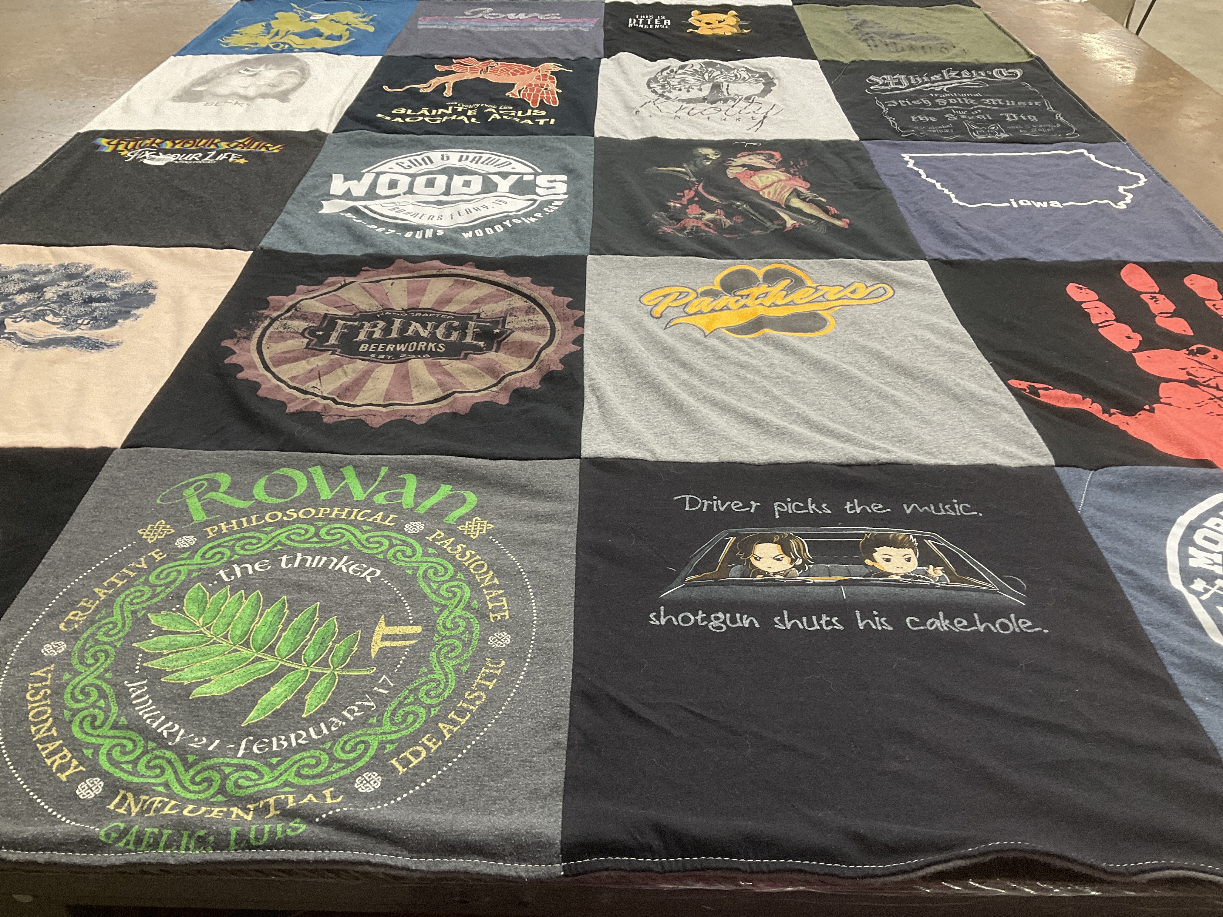T-shirt quilt featuring panthers by Becky from HI