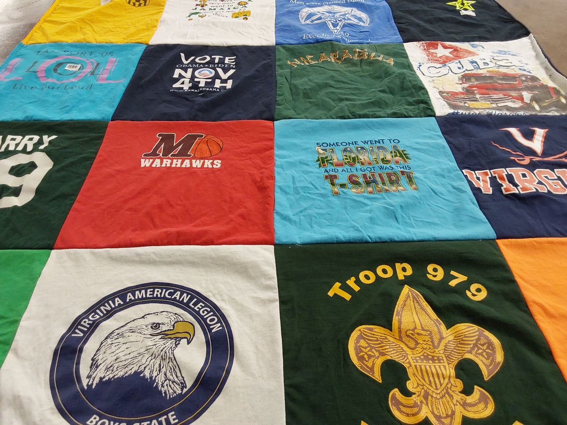 T-shirt quilt featuring warhawks by Leslie from VA