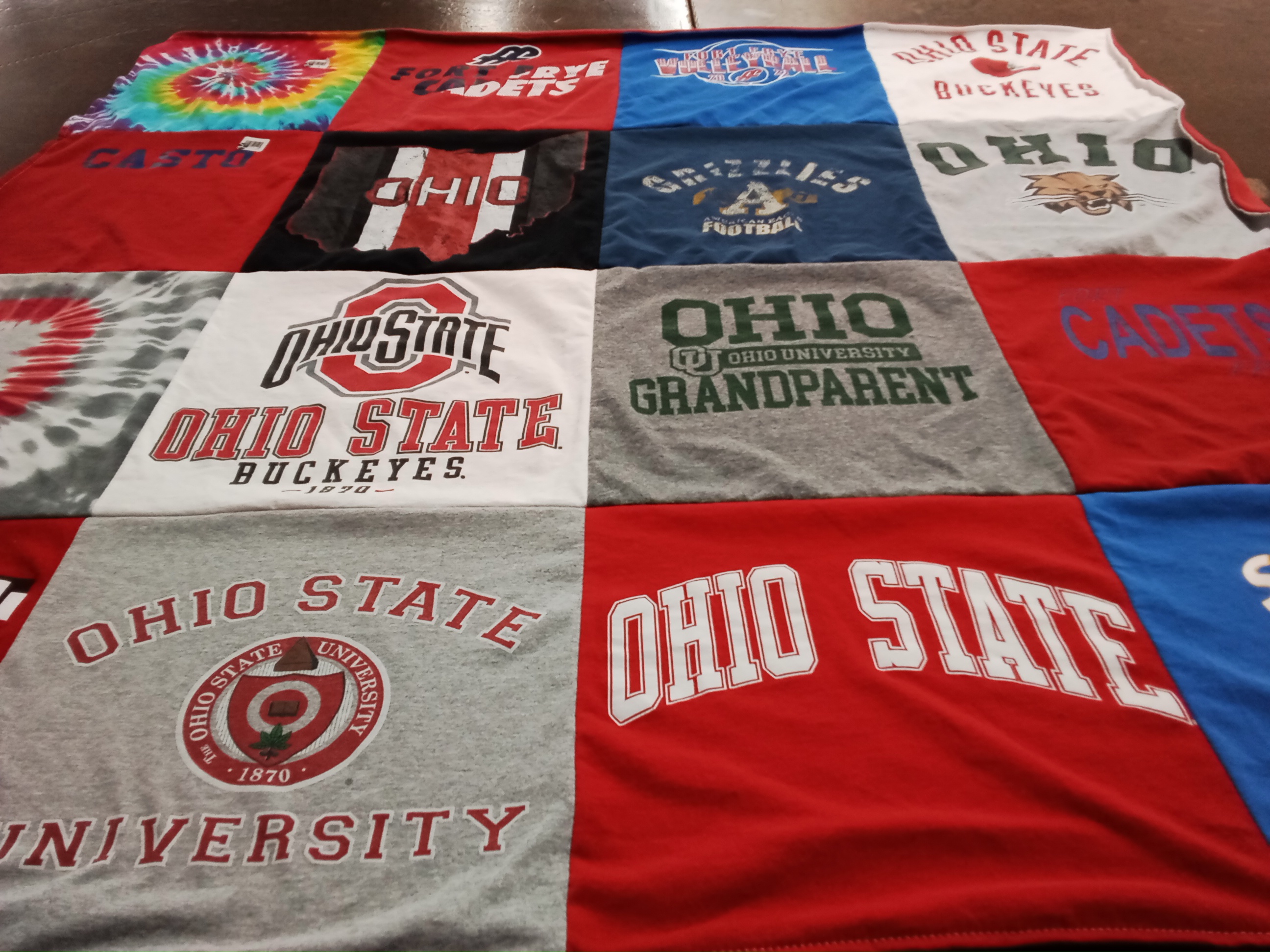 T-shirt quilt featuring ohio state buckeyes, grizzlies football by Lesa from OH