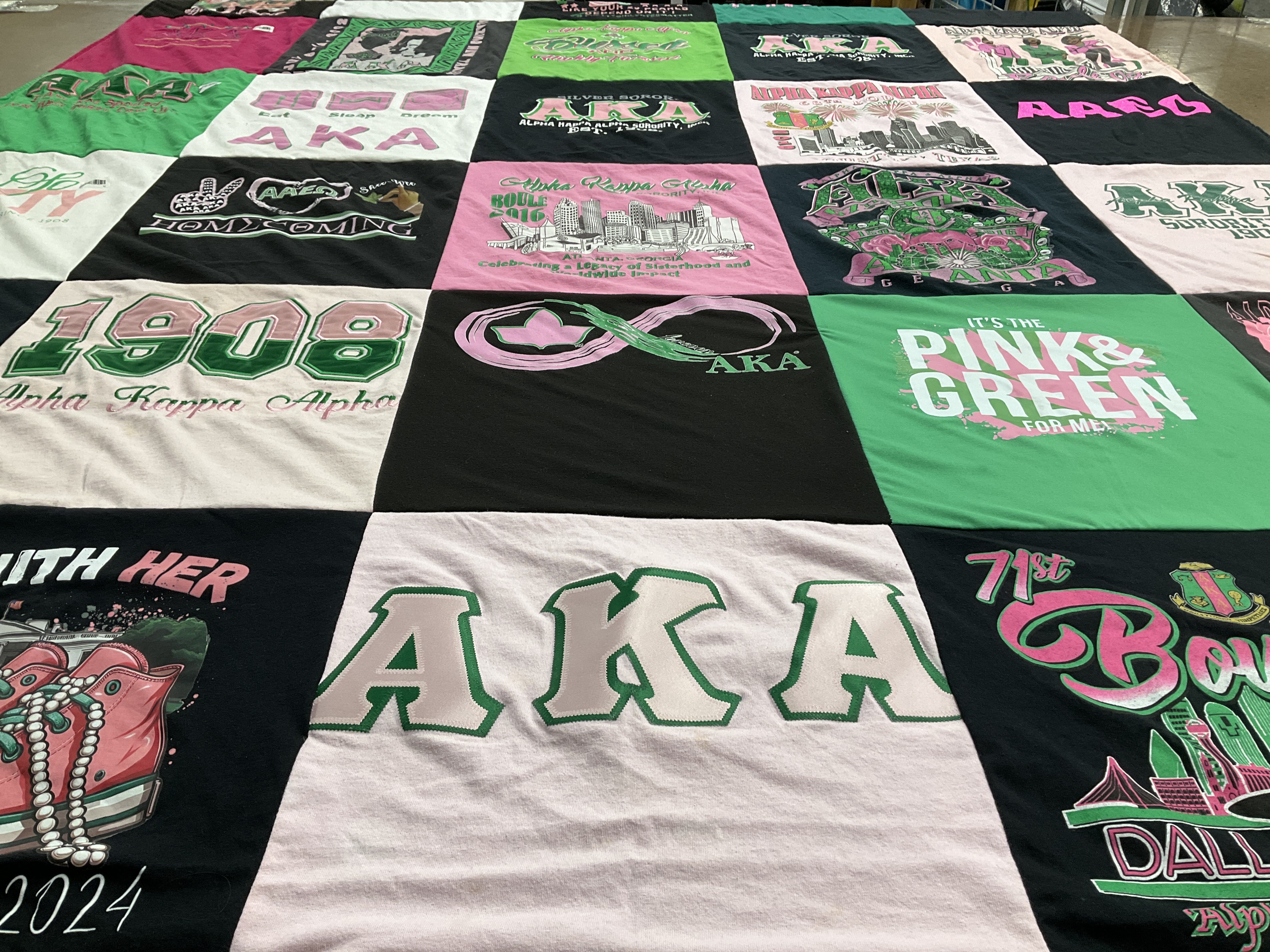 T-shirt quilt with sorority, sisterhood themes by Conniestene from GA