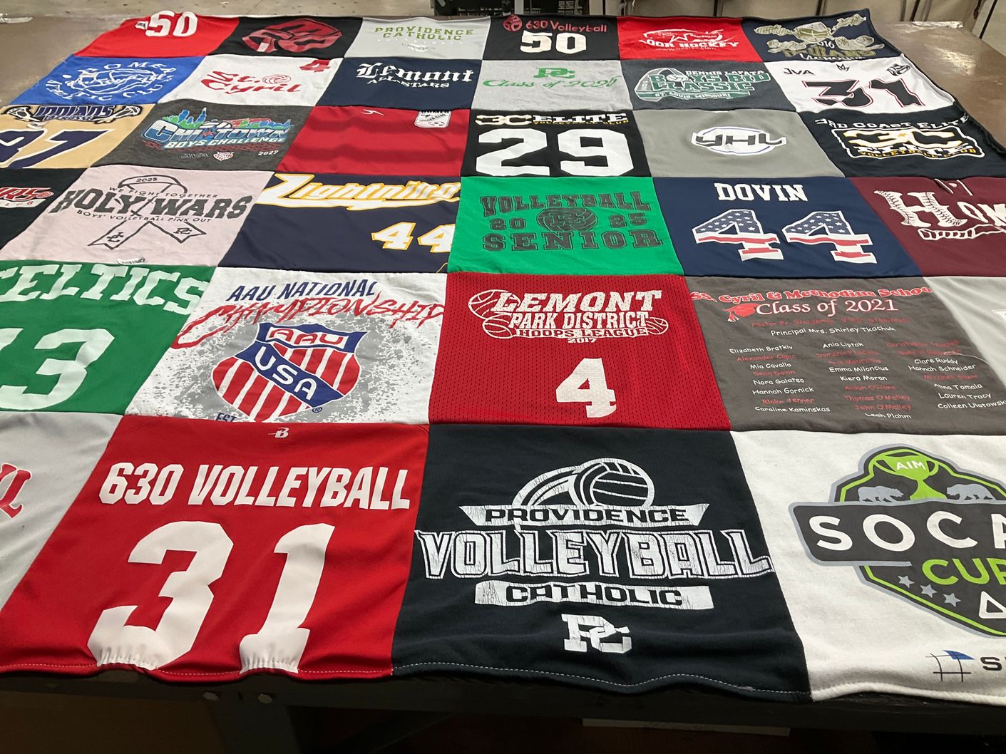 T-shirt quilt featuring 630 volleyball, dovin high school by Carmel from IL