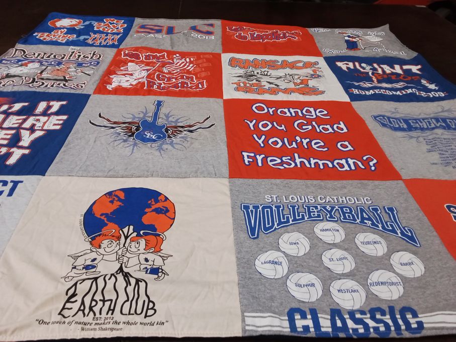T-shirt quilt featuring st. louis catholic volleyball by Maury from CO