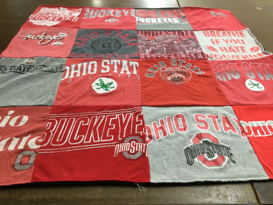 T-shirt quilt featuring ohio state buckeyes by Angela from FL