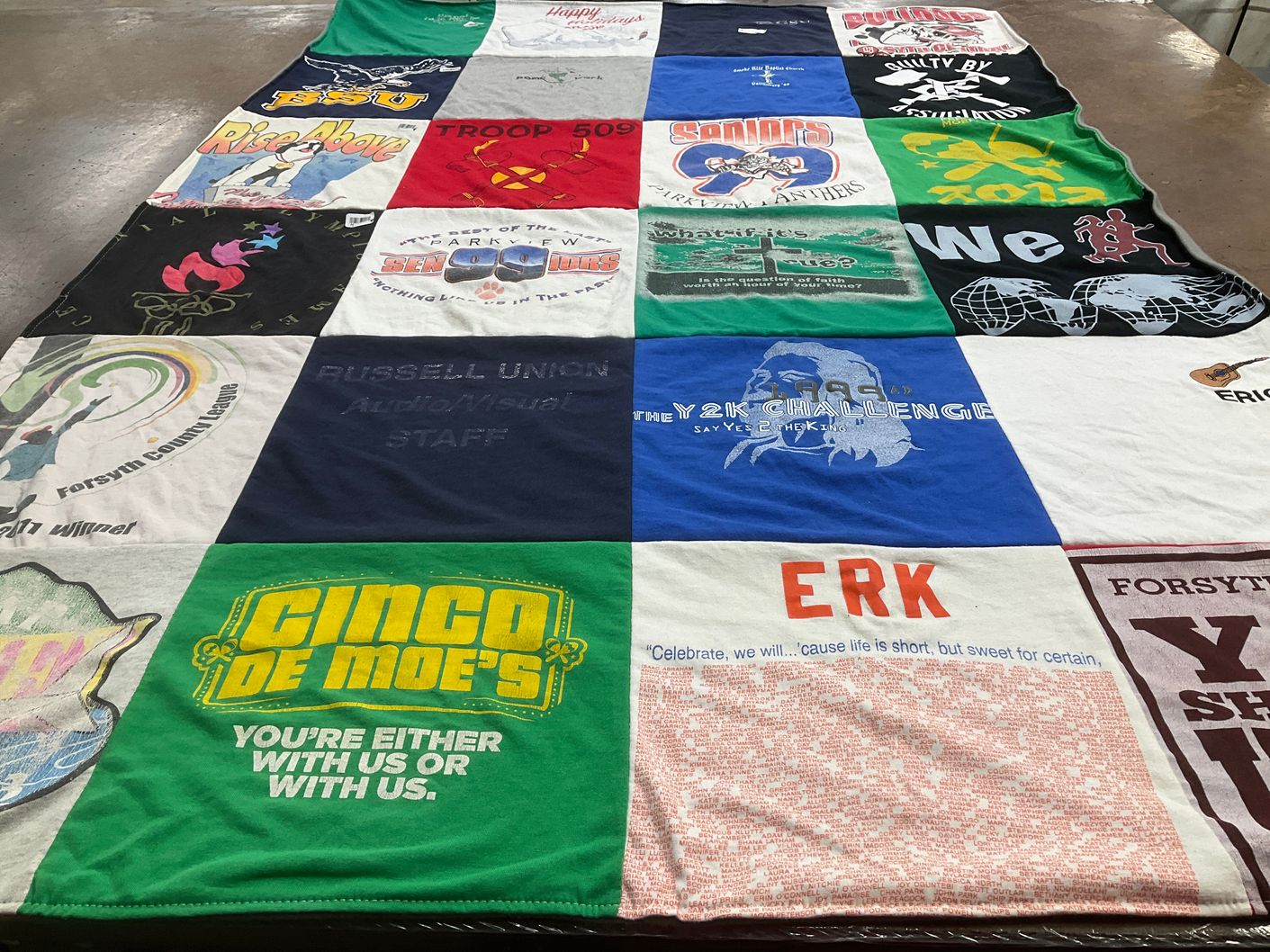 T-shirt quilt from forsyth county high school by Thomas from GA