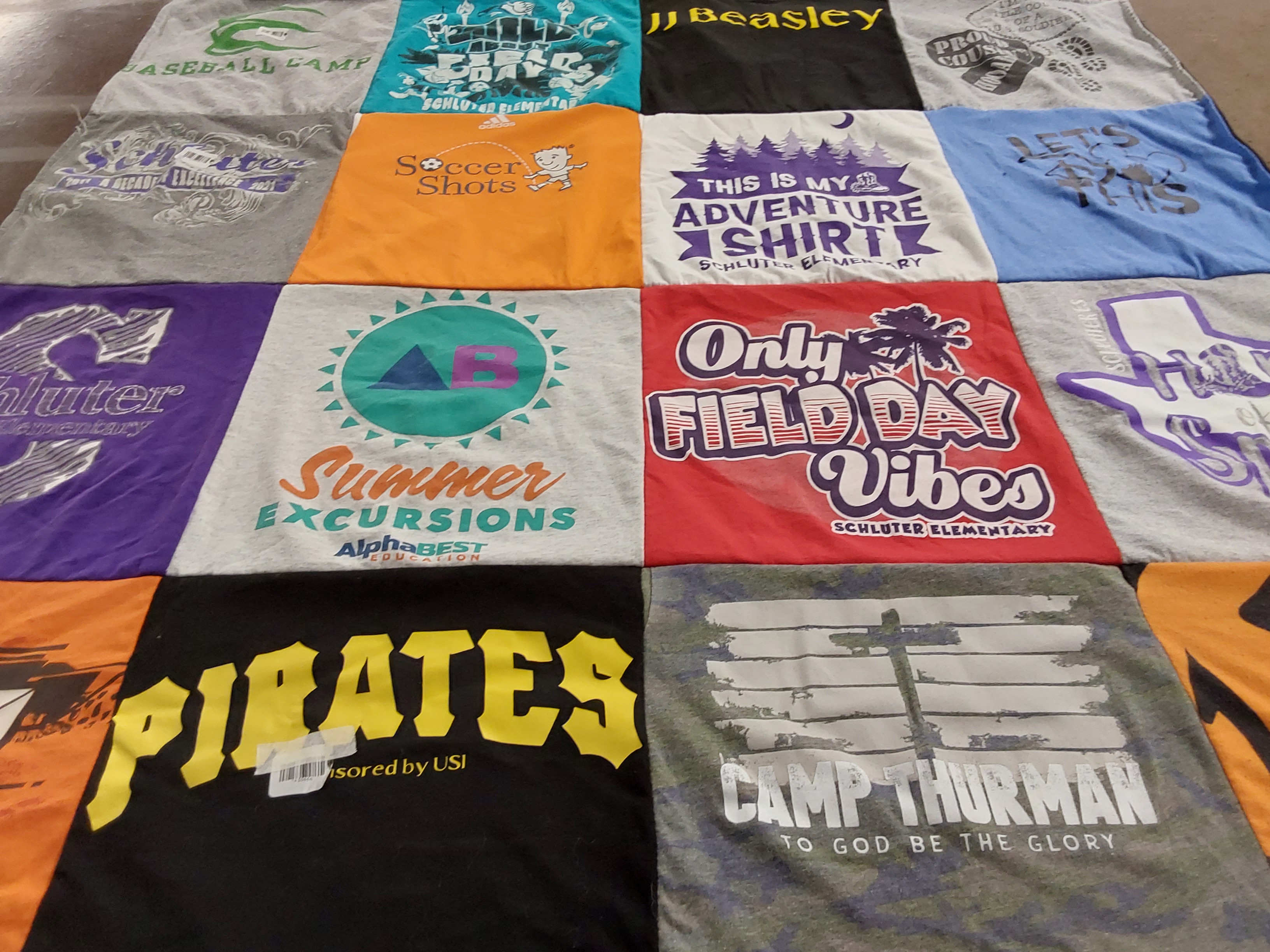 T-shirt quilt from schluter elementary by Heather from TX