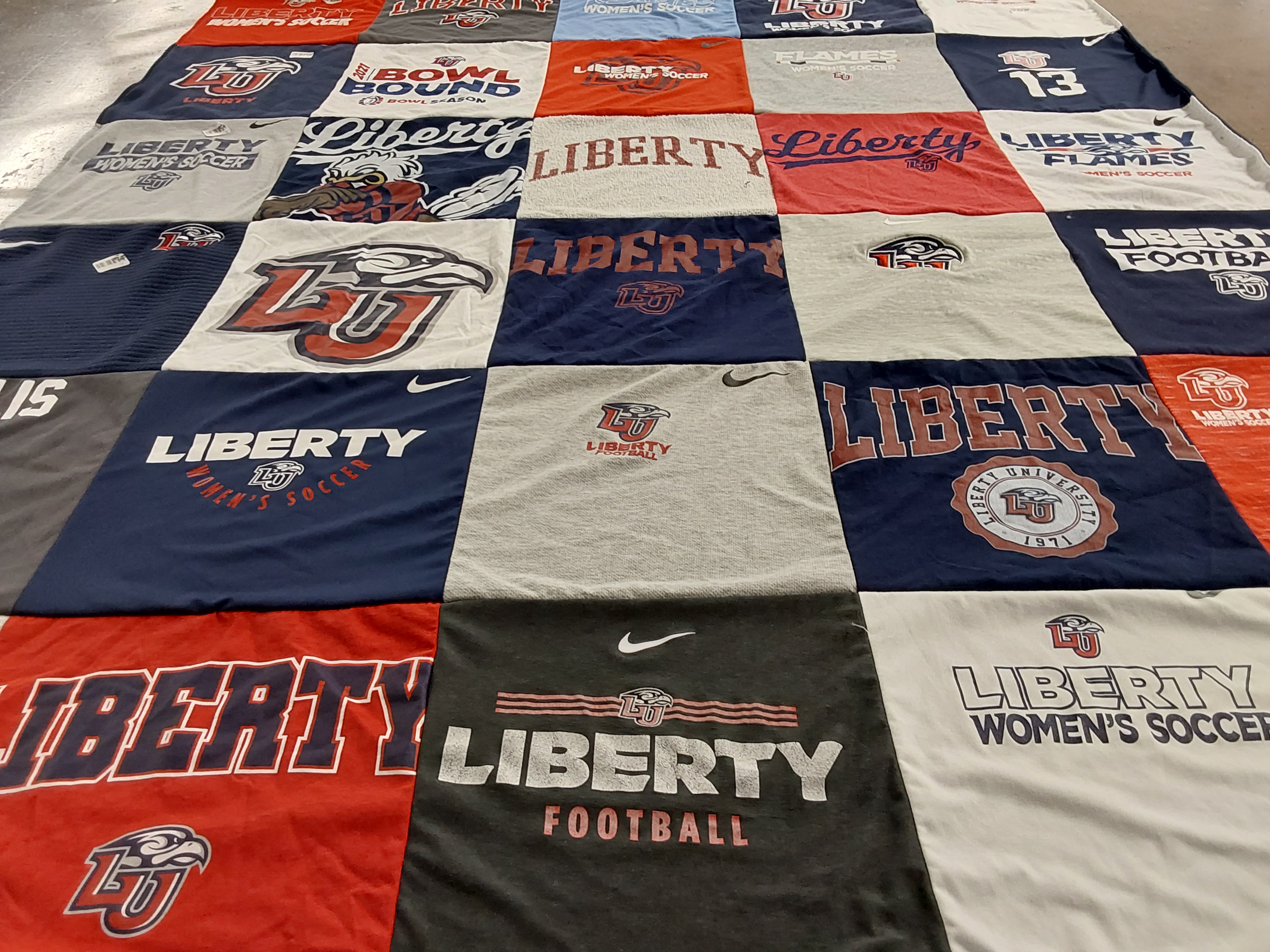 T-shirt quilt featuring liberty university women's soccer, liberty university football by Madison from CO