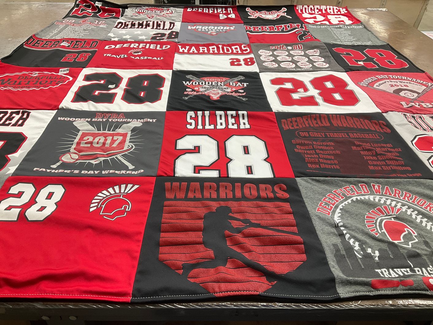 T-shirt quilt featuring deerfield warriors by Katherine from IL