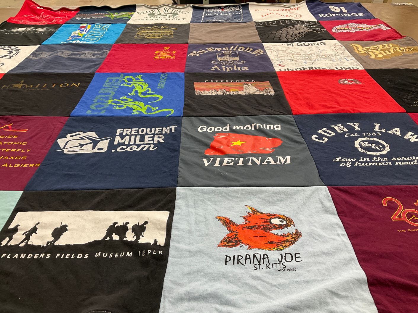 T-shirt quilt from cuny law school by Viviane from NY