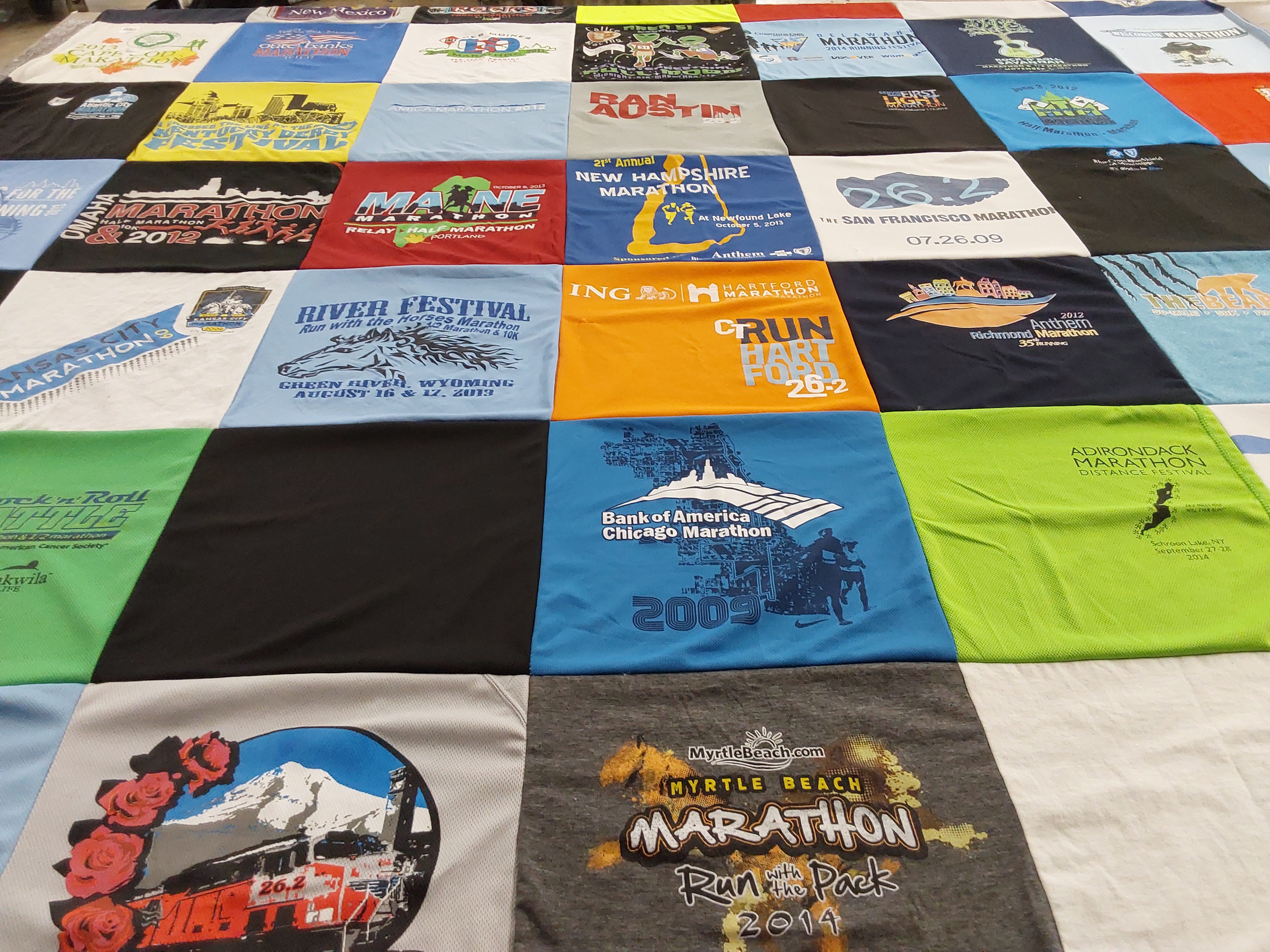 T-shirt quilt with running, marathons themes by Edmund from HI