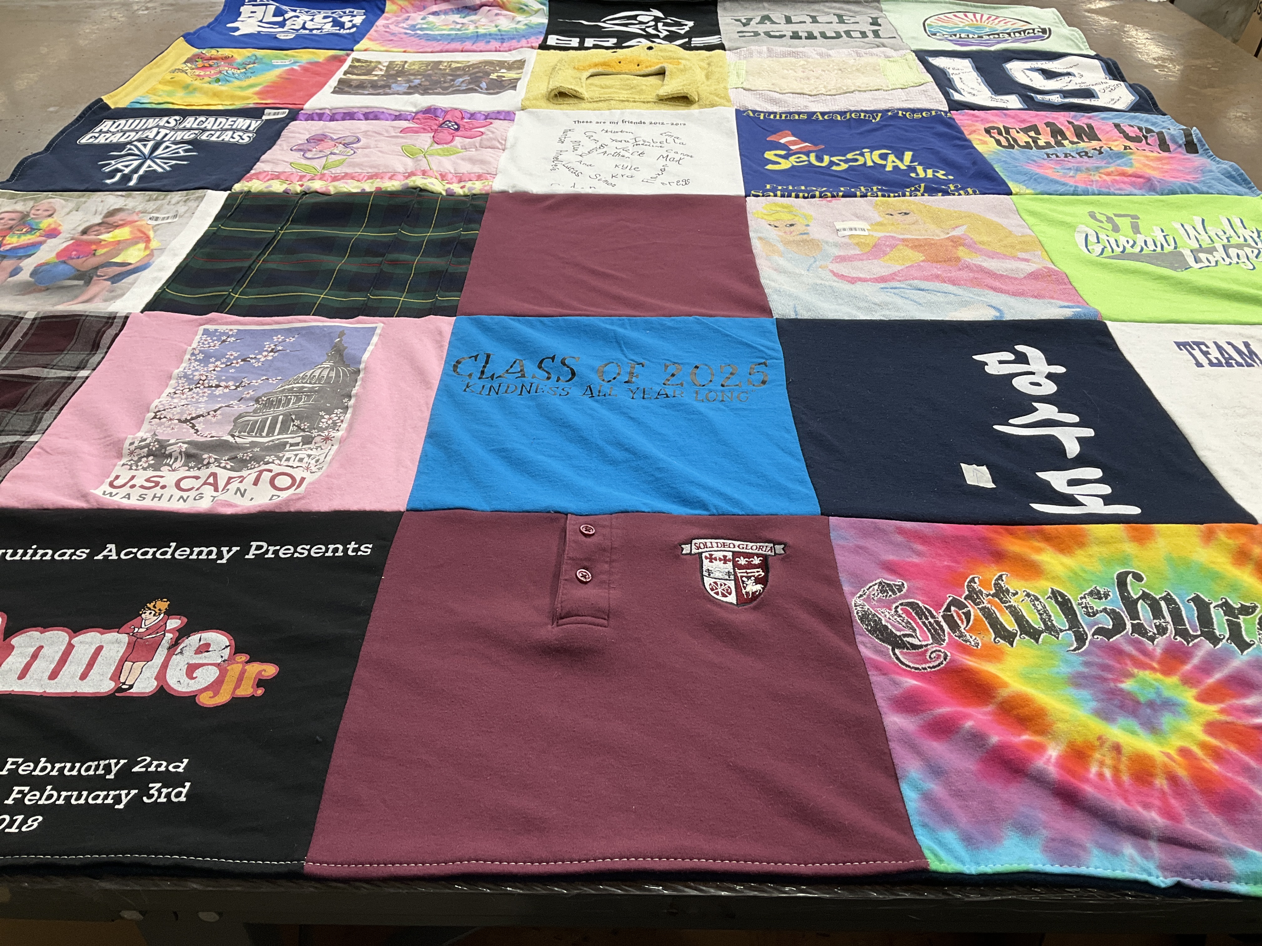 T-shirt quilt from aquinas academy by Jennifer Slater from PA