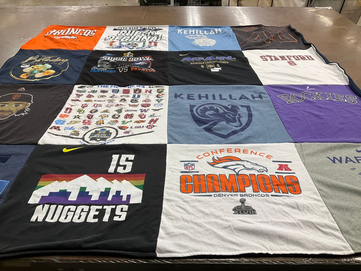 T-shirt quilt featuring denver broncos, denver nuggets by Caryn from CA