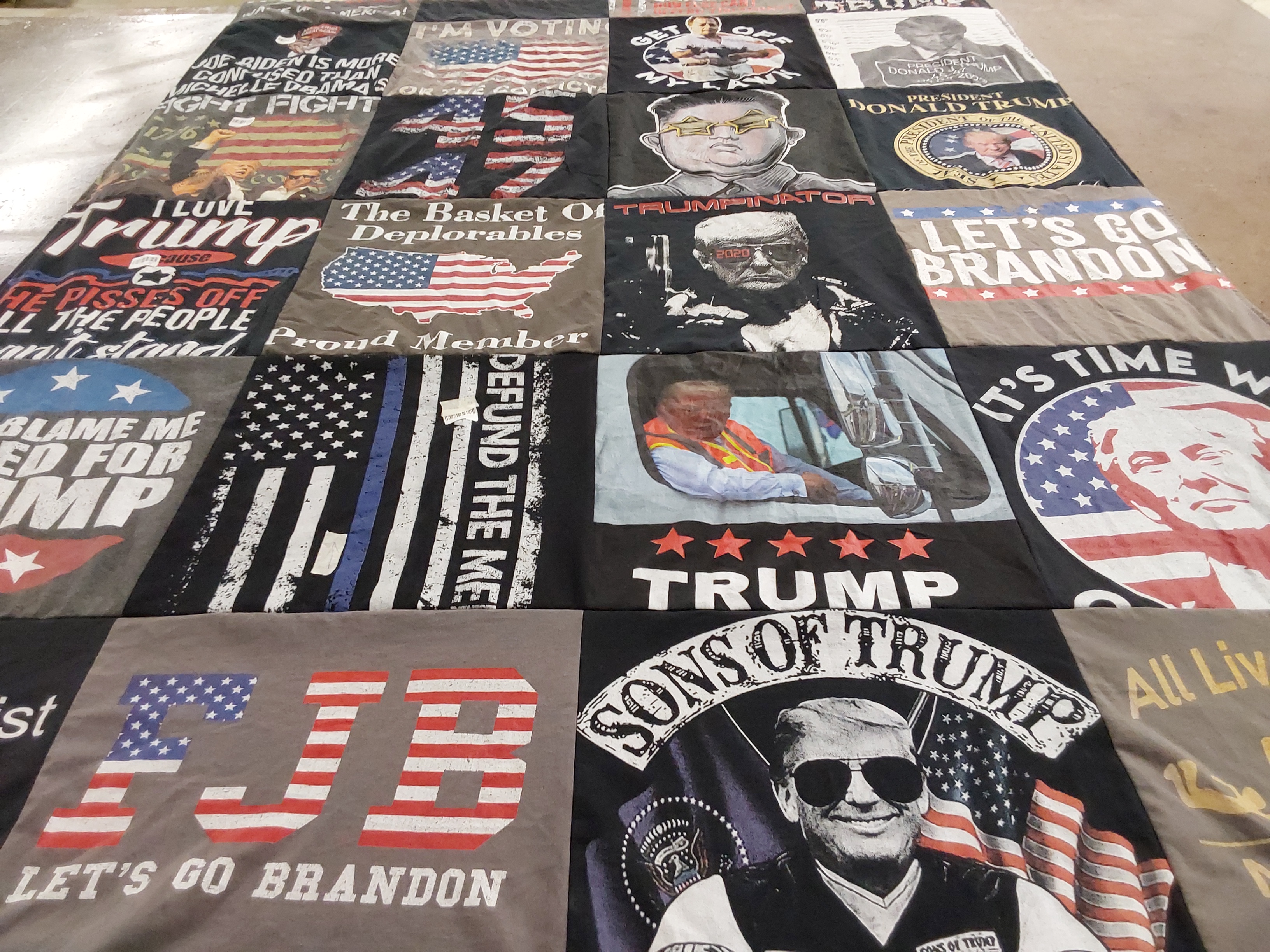 T-shirt quilt with politics, activism themes by Lisa from NJ