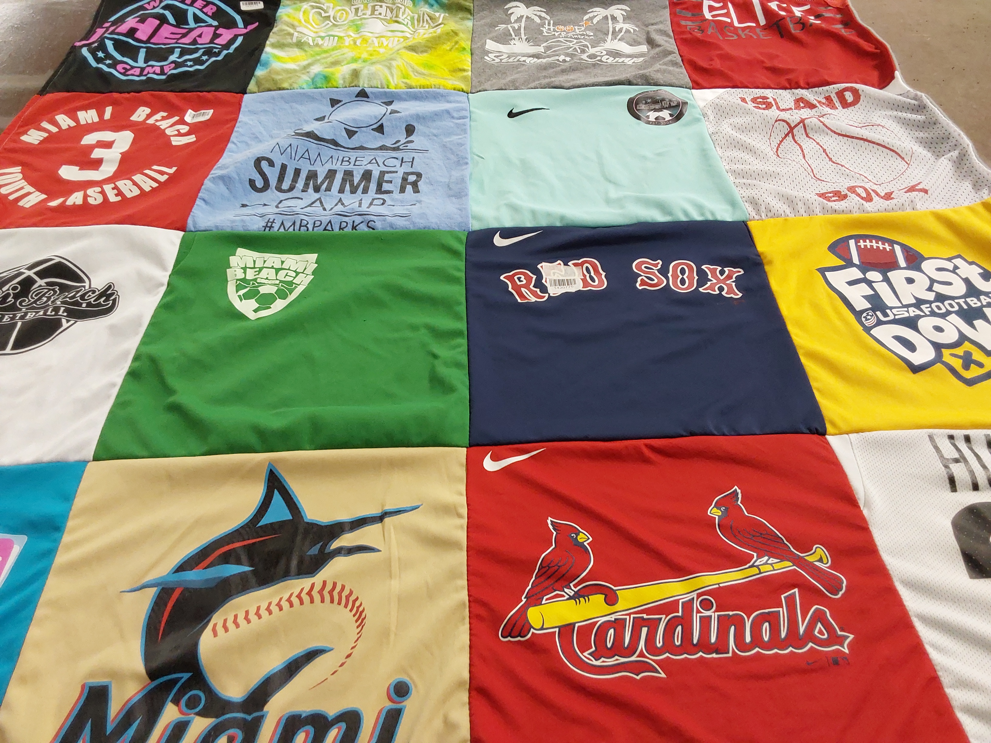 T-shirt quilt featuring boston red sox, st. louis cardinals by Vanessa from FL