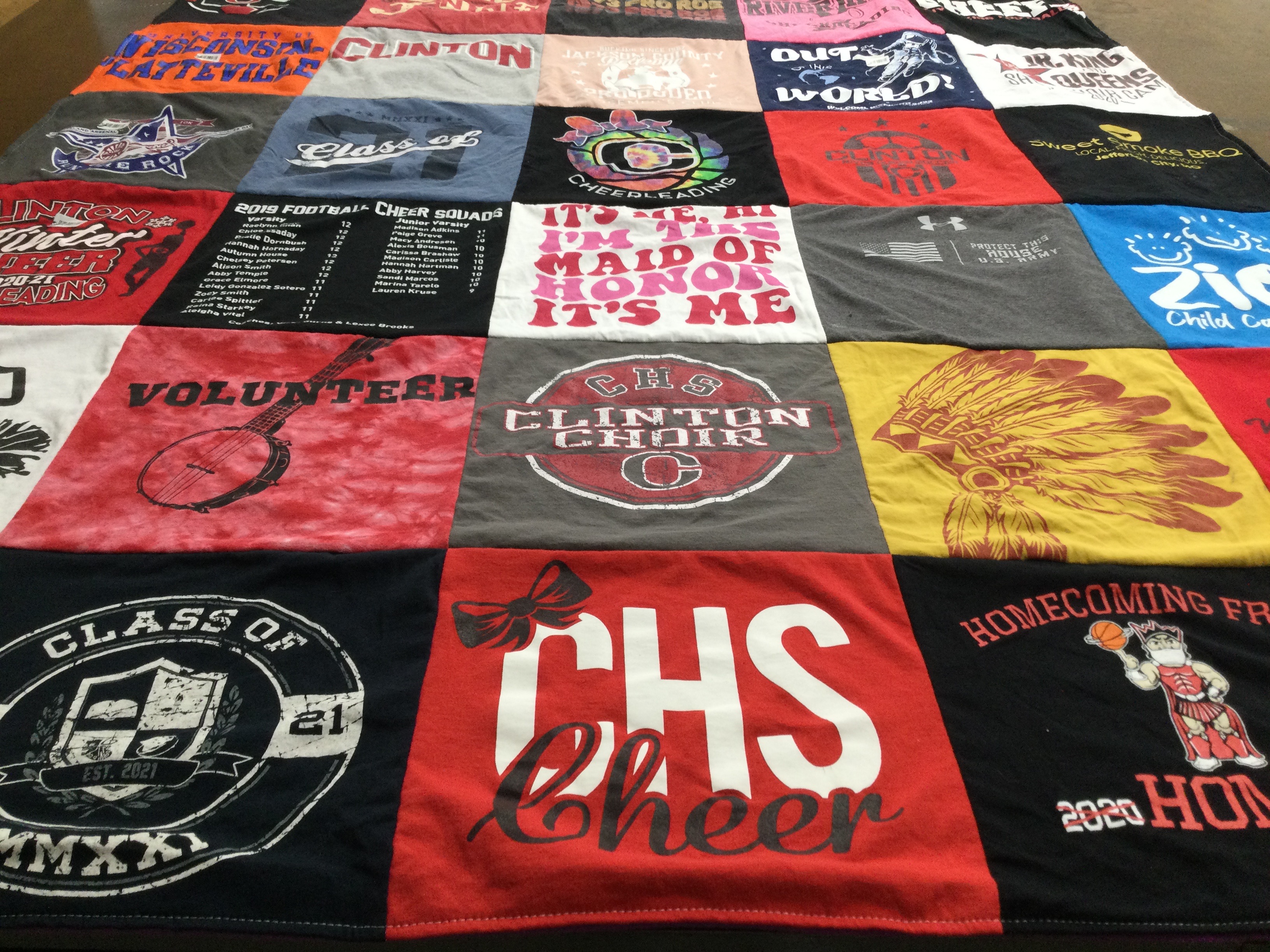 T-shirt quilt featuring clinton cheer by Jennifer from IL