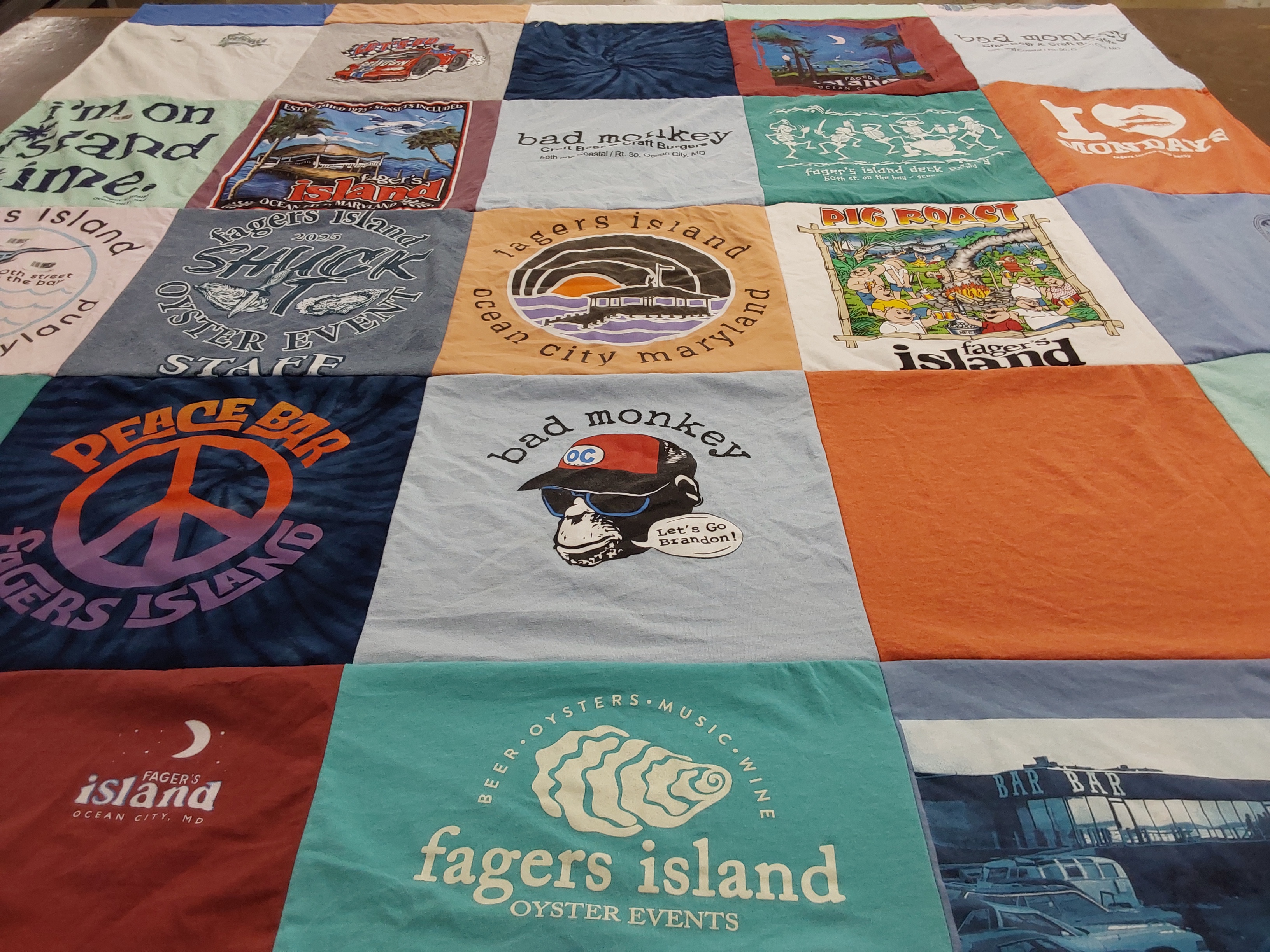 T-shirt quilt with beaches, ocean city themes by Allen from MD