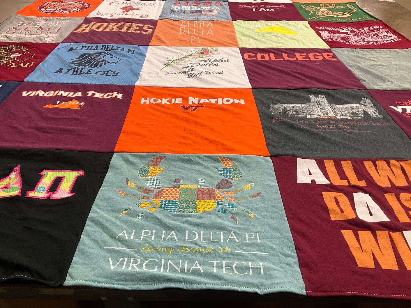 T-shirt quilt from virginia tech by Sara from VA