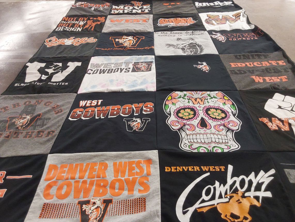 T-shirt quilt featuring denver west cowboys by Rhianna from CO