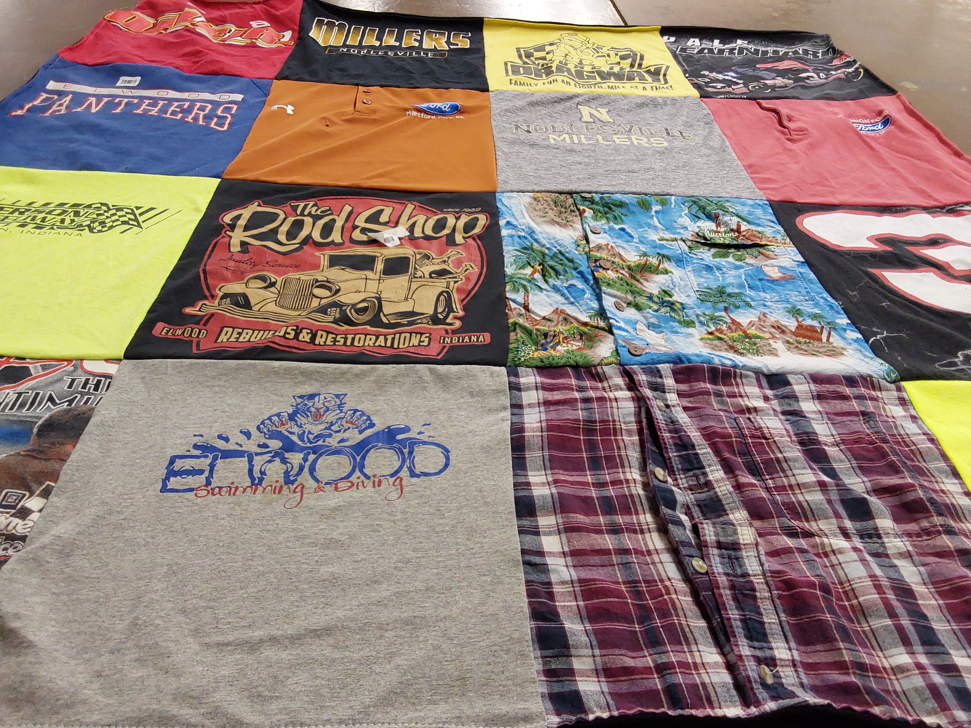 T-shirt quilt from noblesville high school, elwood high school by Jennifer from IN