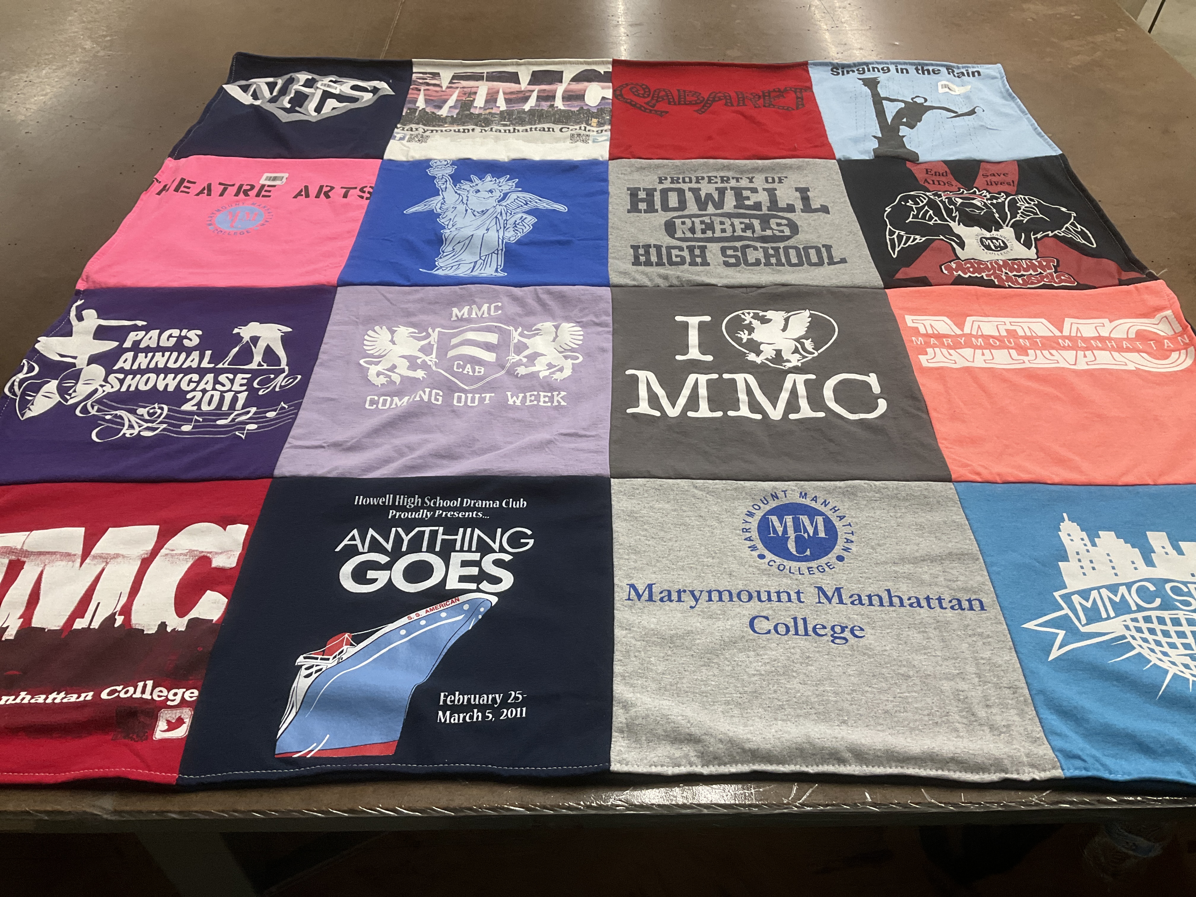 T-shirt quilt from marymount manhattan college, howell high school by Dawn from NJ