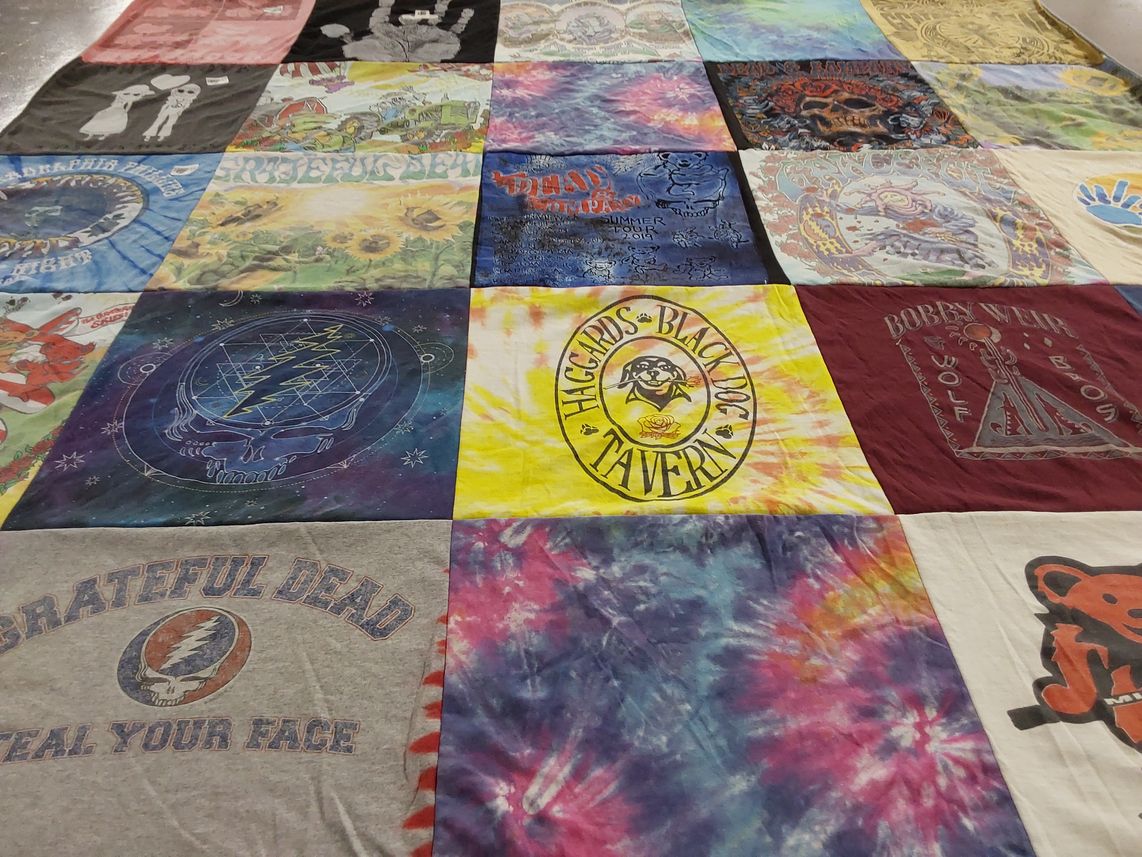 T-shirt quilt with music, bands themes by John from DE