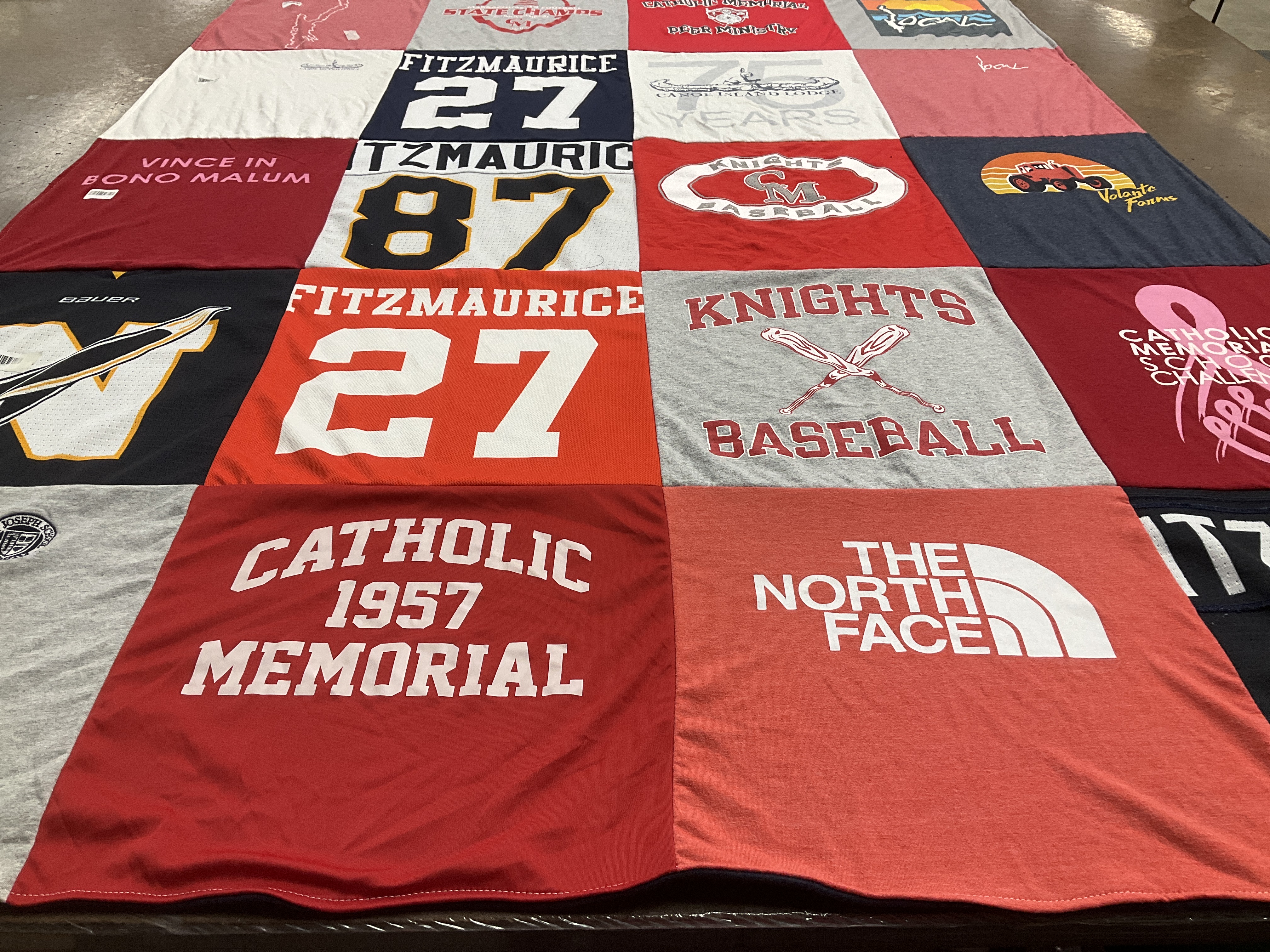 T-shirt quilt featuring knights baseball by Sarah from MA