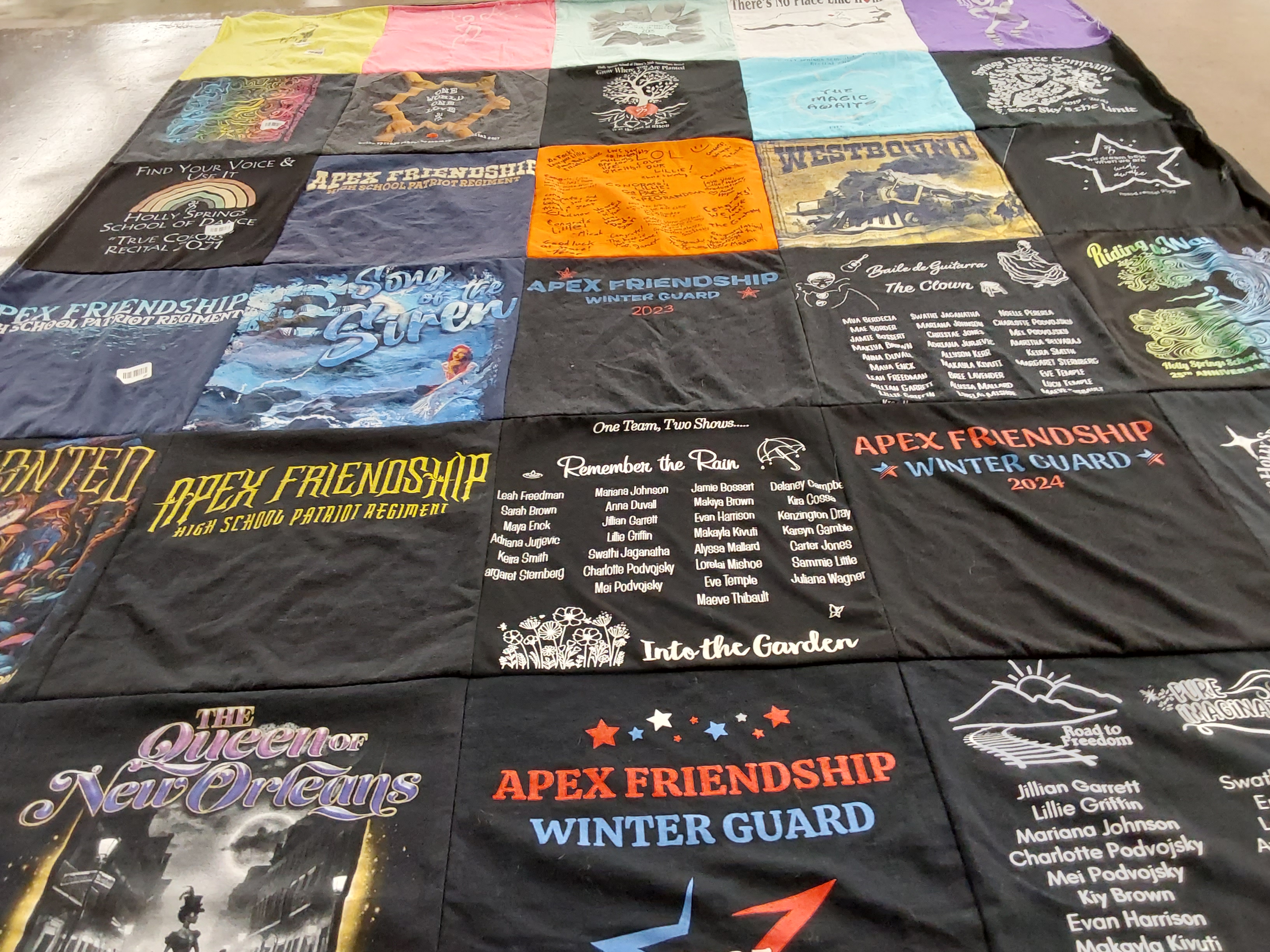 T-shirt quilt featuring apex friendship winter guard by Ellen from NC