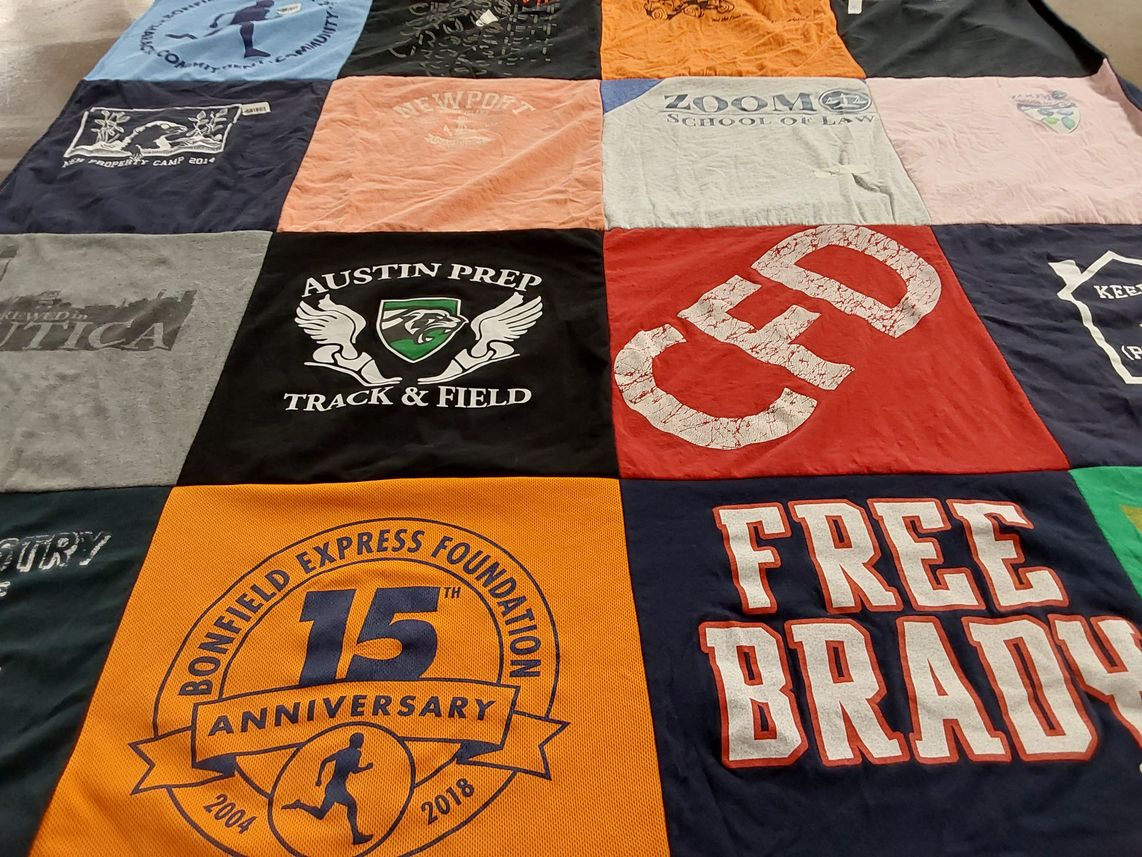 T-shirt quilt from austin preparatory school by Maureen from MA