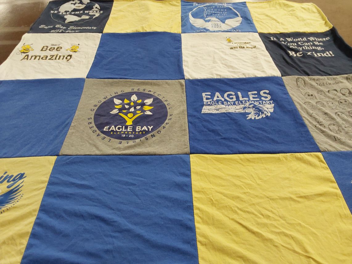 T-shirt quilt featuring eagle bay elementary by Tarra from UT