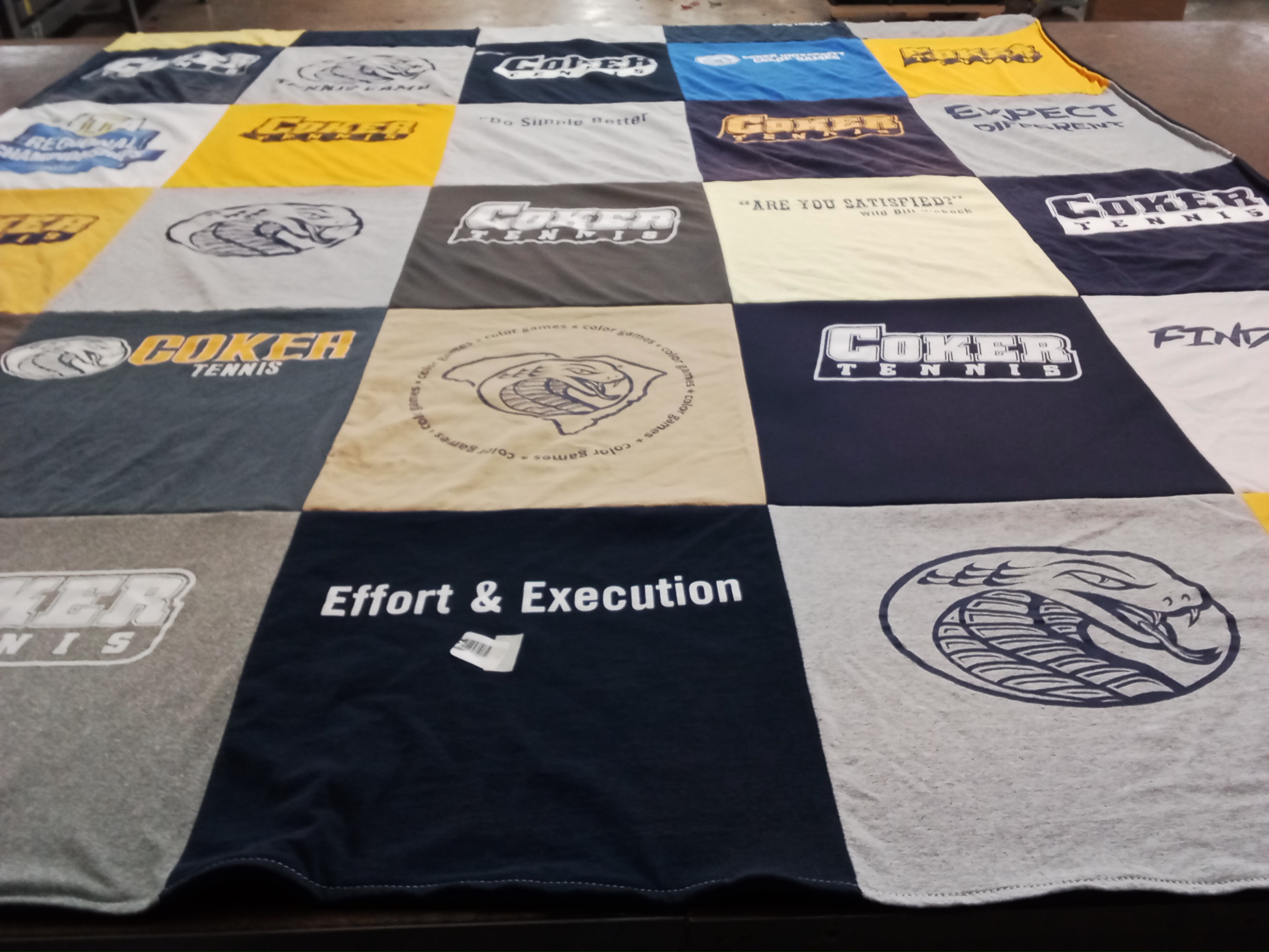 T-shirt quilt from coker university by Thomas from SC