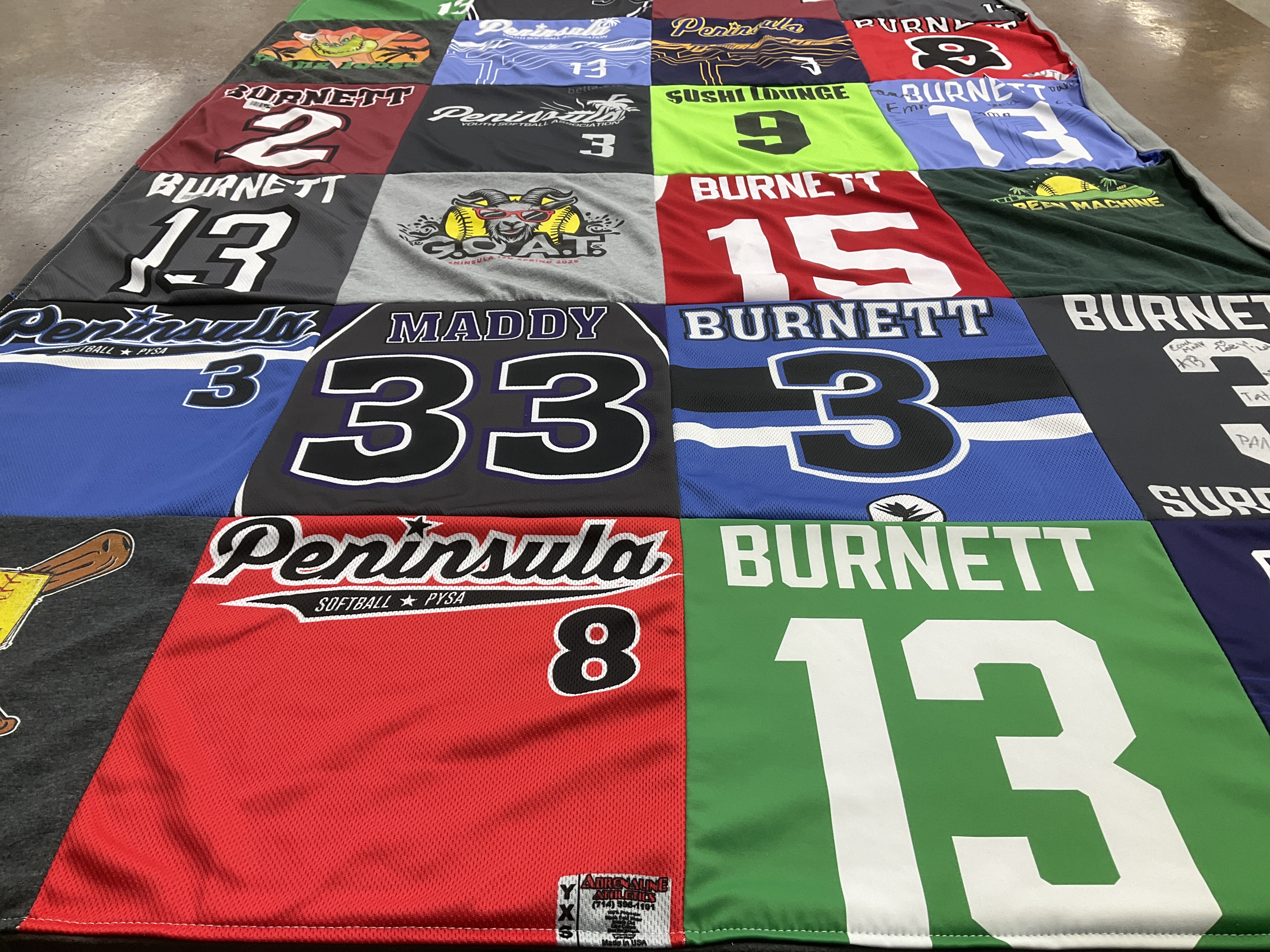 T-shirt quilt featuring peninsula high school by Courtney from CA