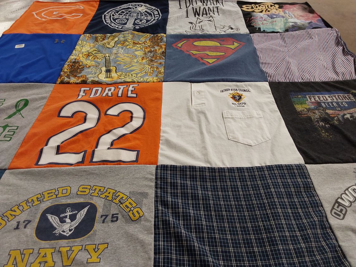 T-shirt quilt with superman, music themes by THERESA from IN