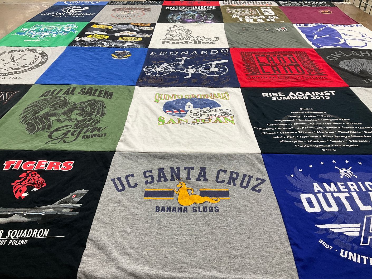 T-shirt quilt featuring tigers, usaf squadron by Richard from CA
