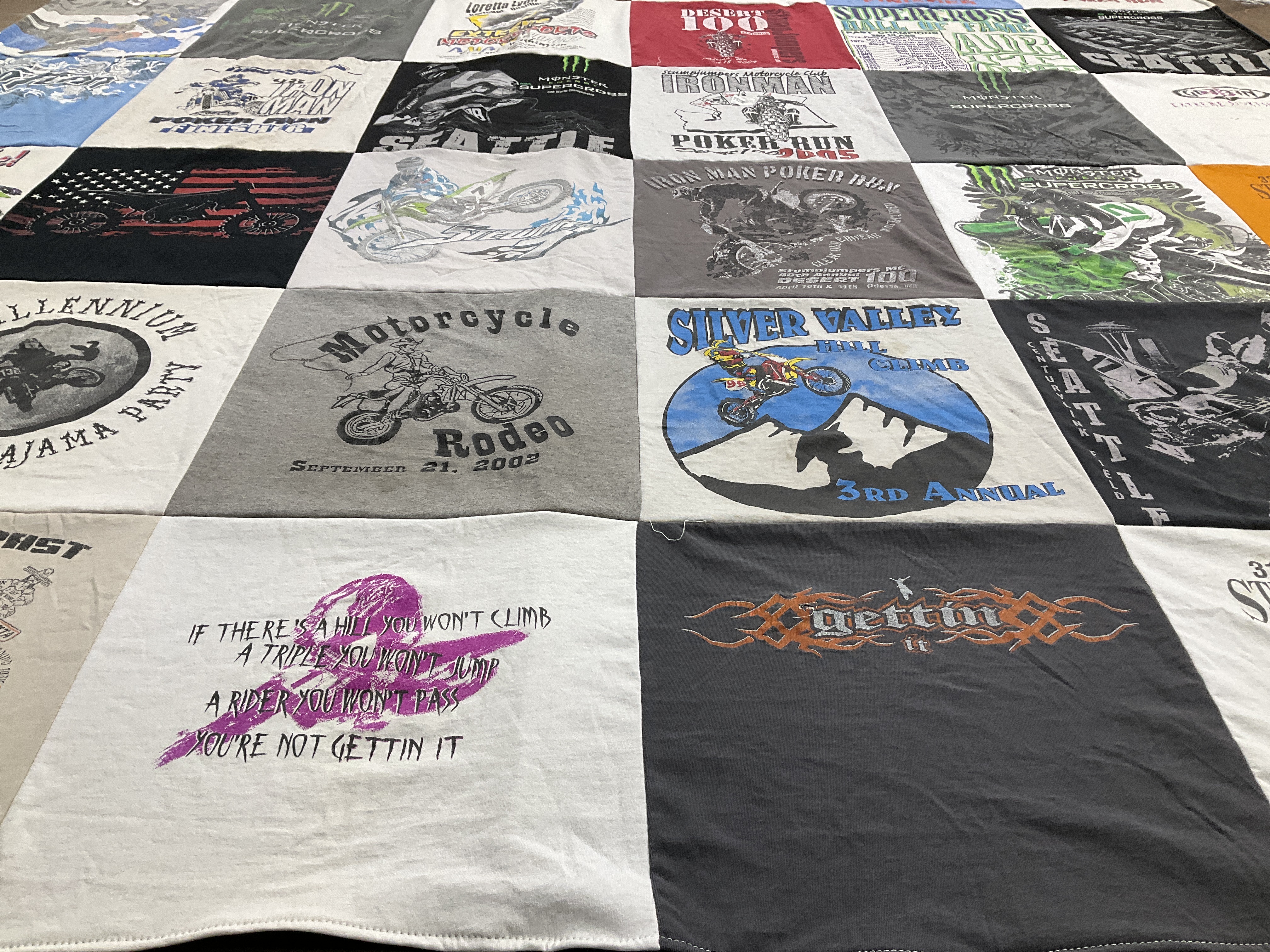T-shirt quilt with motorcycling, outdoor activities themes by Home from WA
