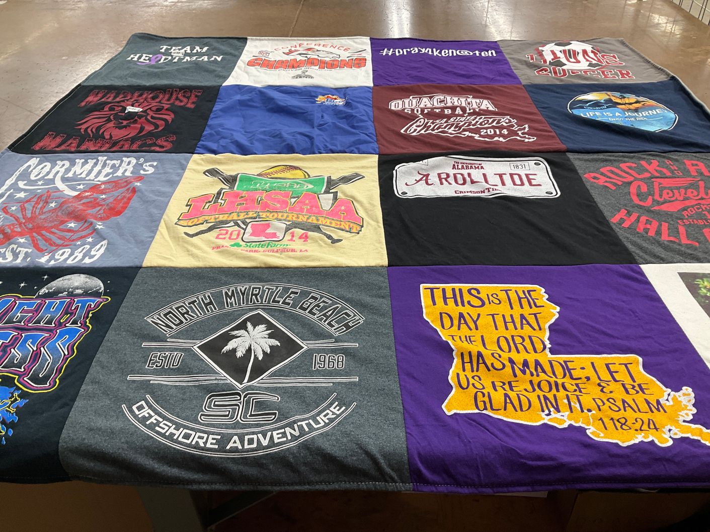 T-shirt quilt featuring ouachita sports academy, lisaa by Rhonda from LA