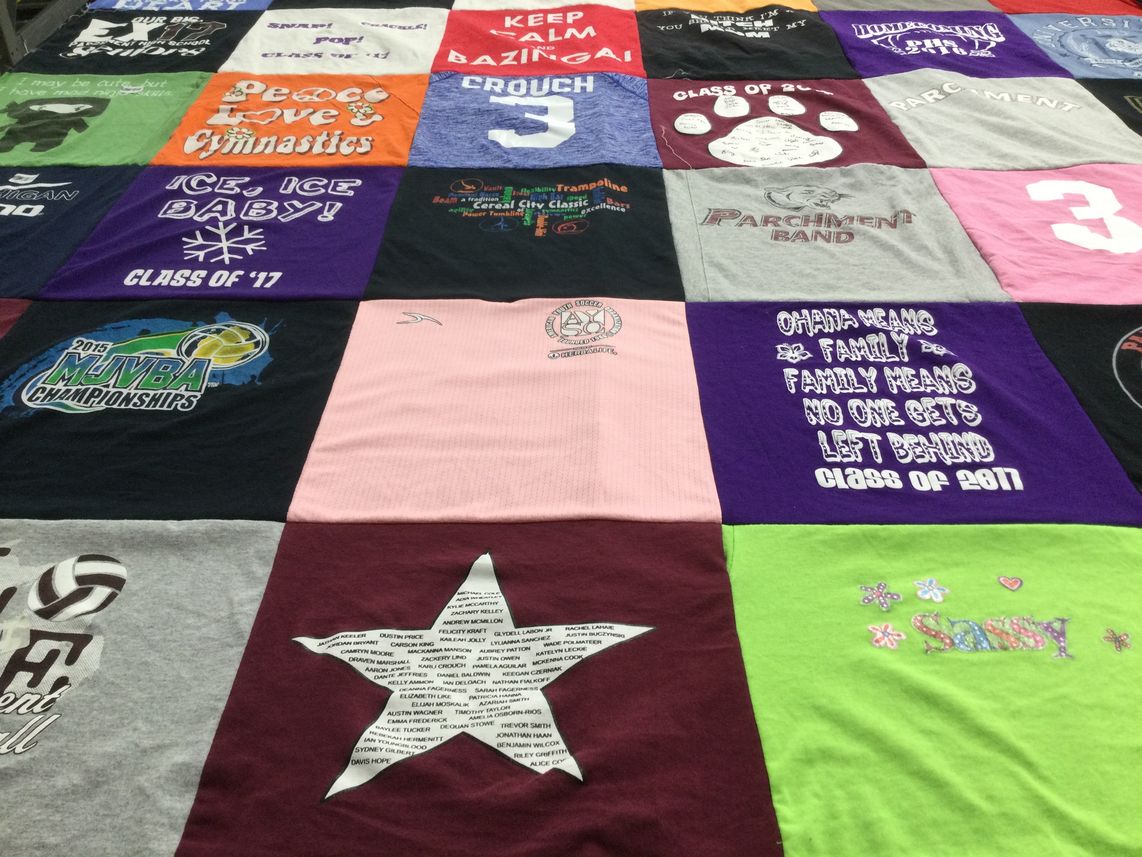 T-shirt quilt featuring parchment high school volleyball team by Angela from MI