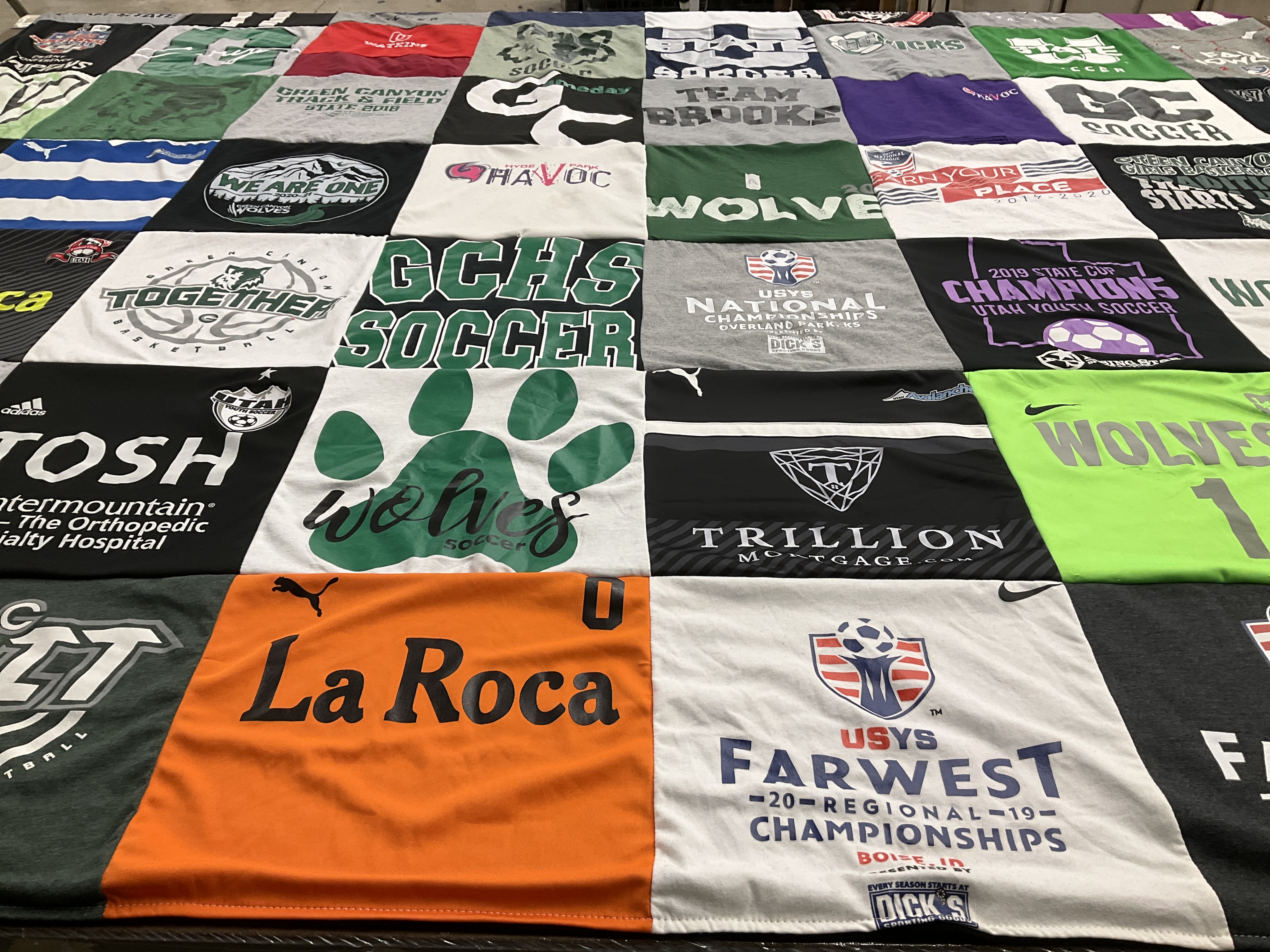 T-shirt quilt featuring wolves soccer team by Brooke from UT